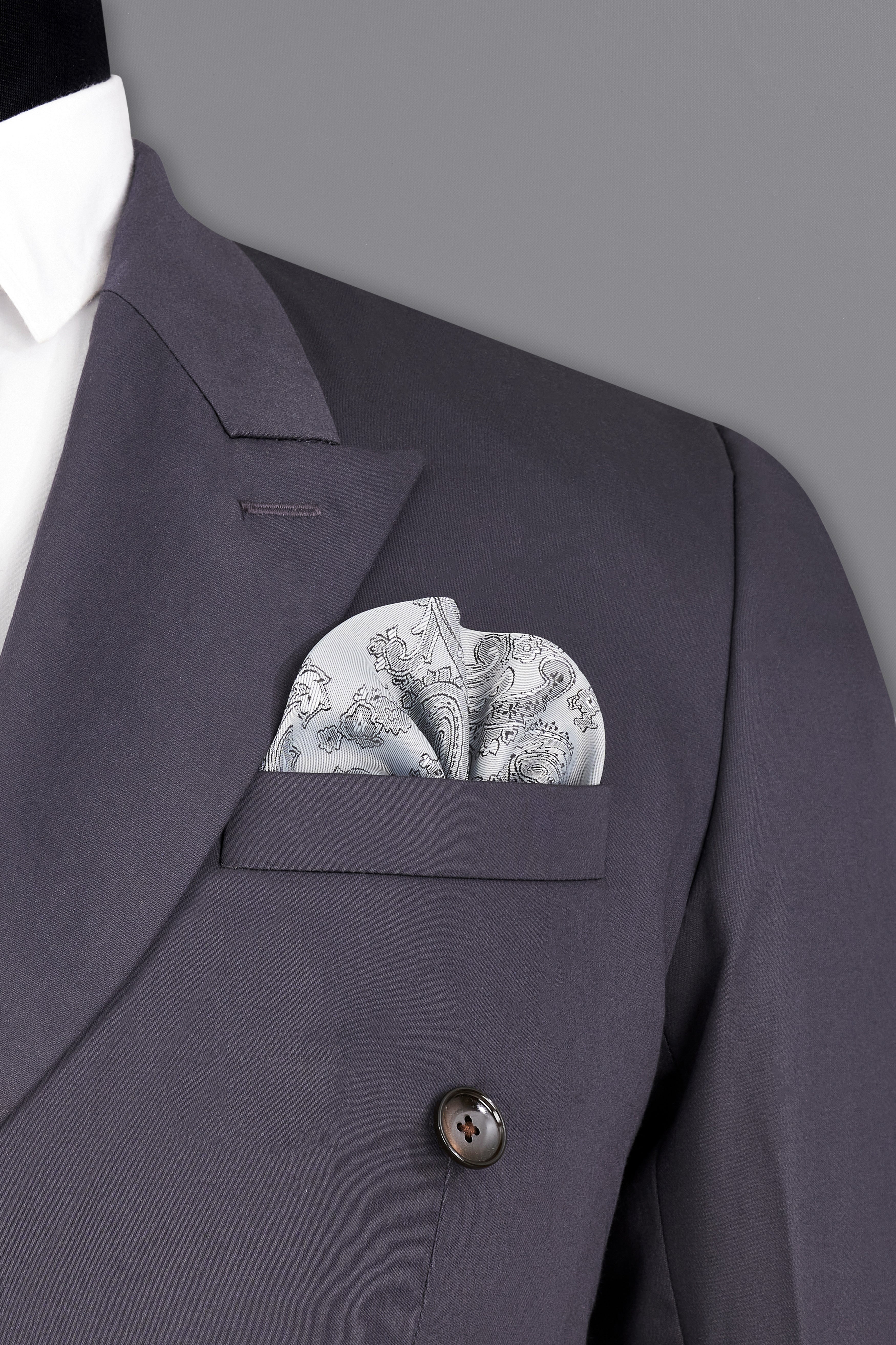 Porpoise Grey Subtle Sheen Wool Blend Double Breasted Blazer