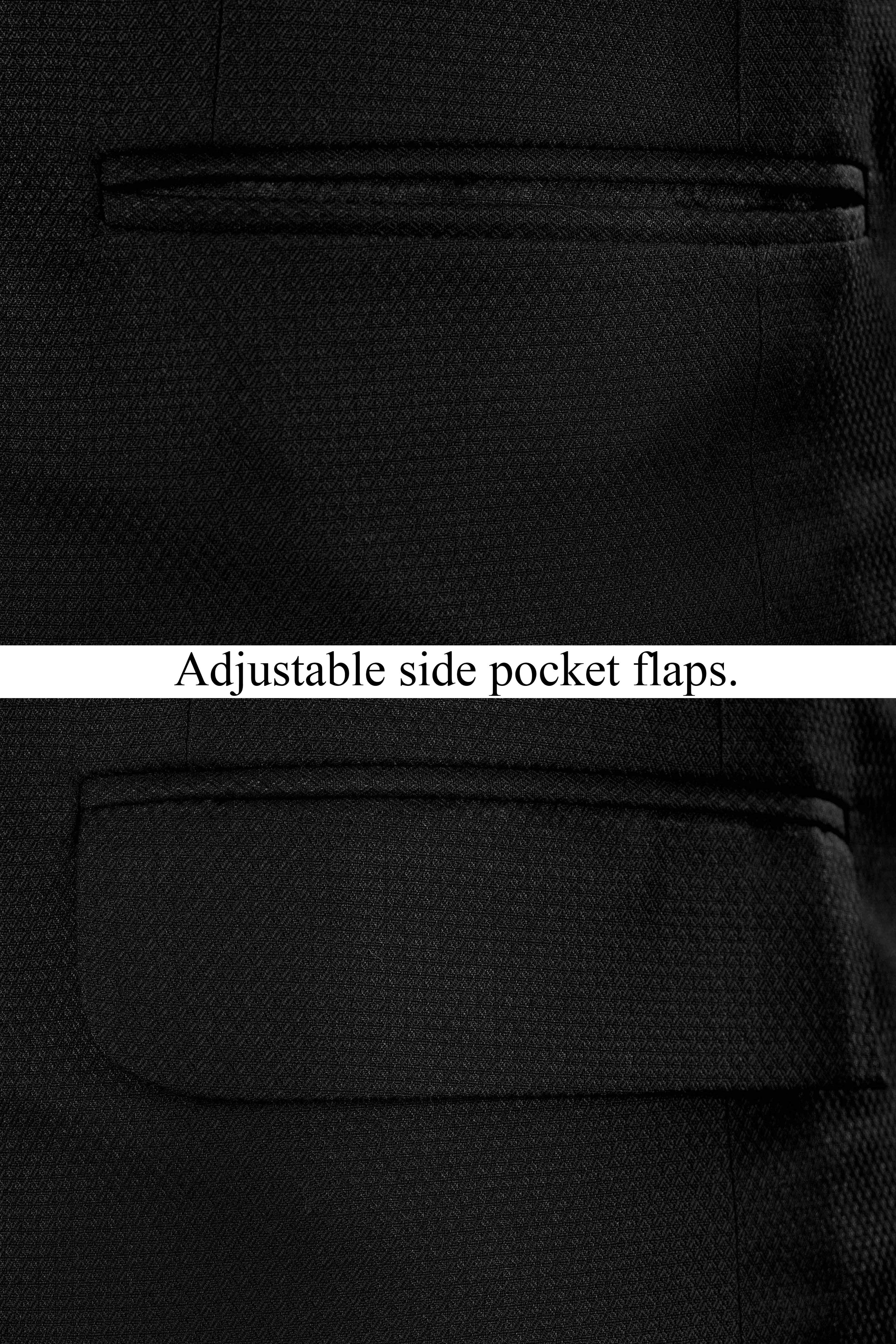 Jade black Diamond Textured Wool Blend Double Breasted Blazer