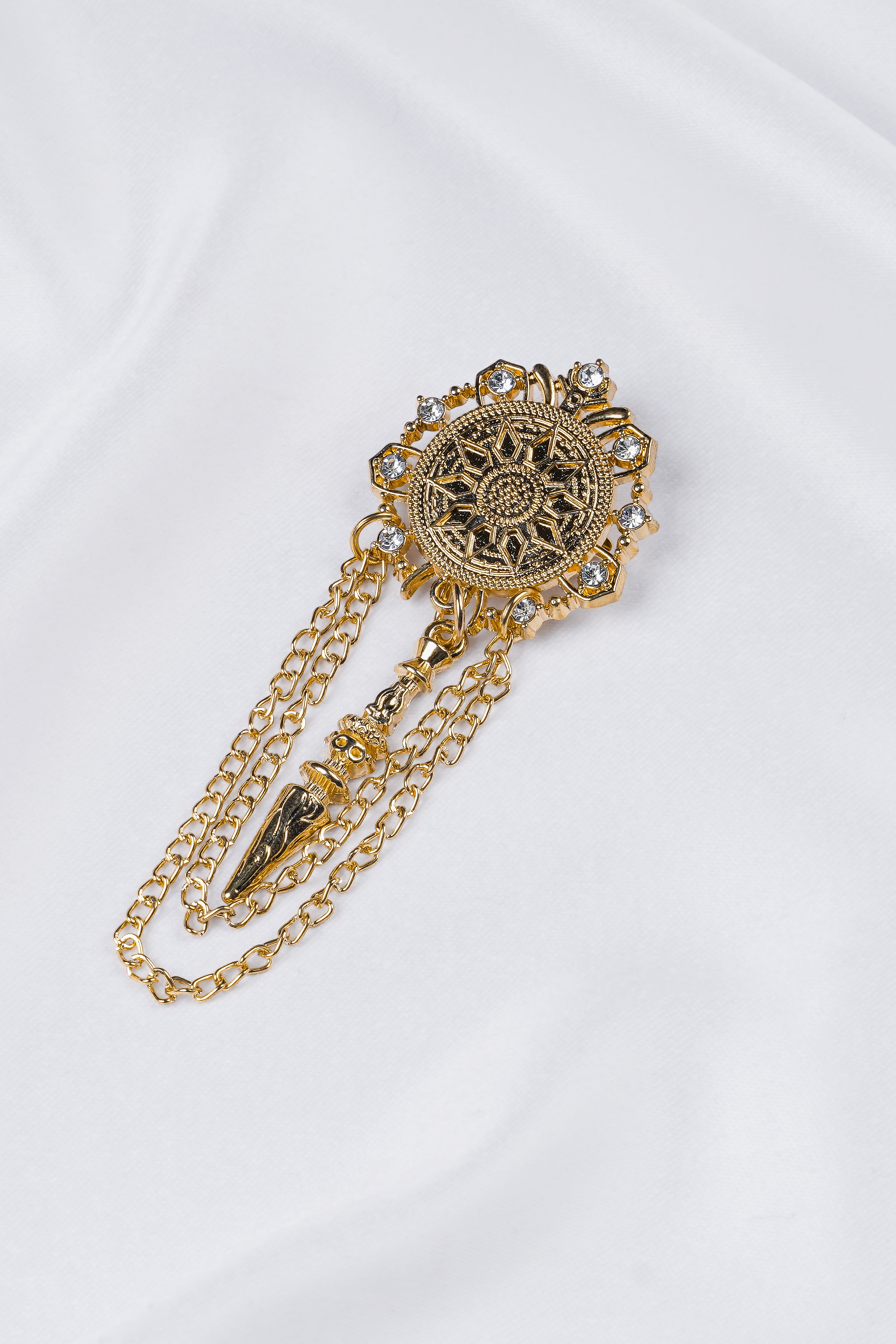 Royal Emblem Designer Gold Tone Brooch