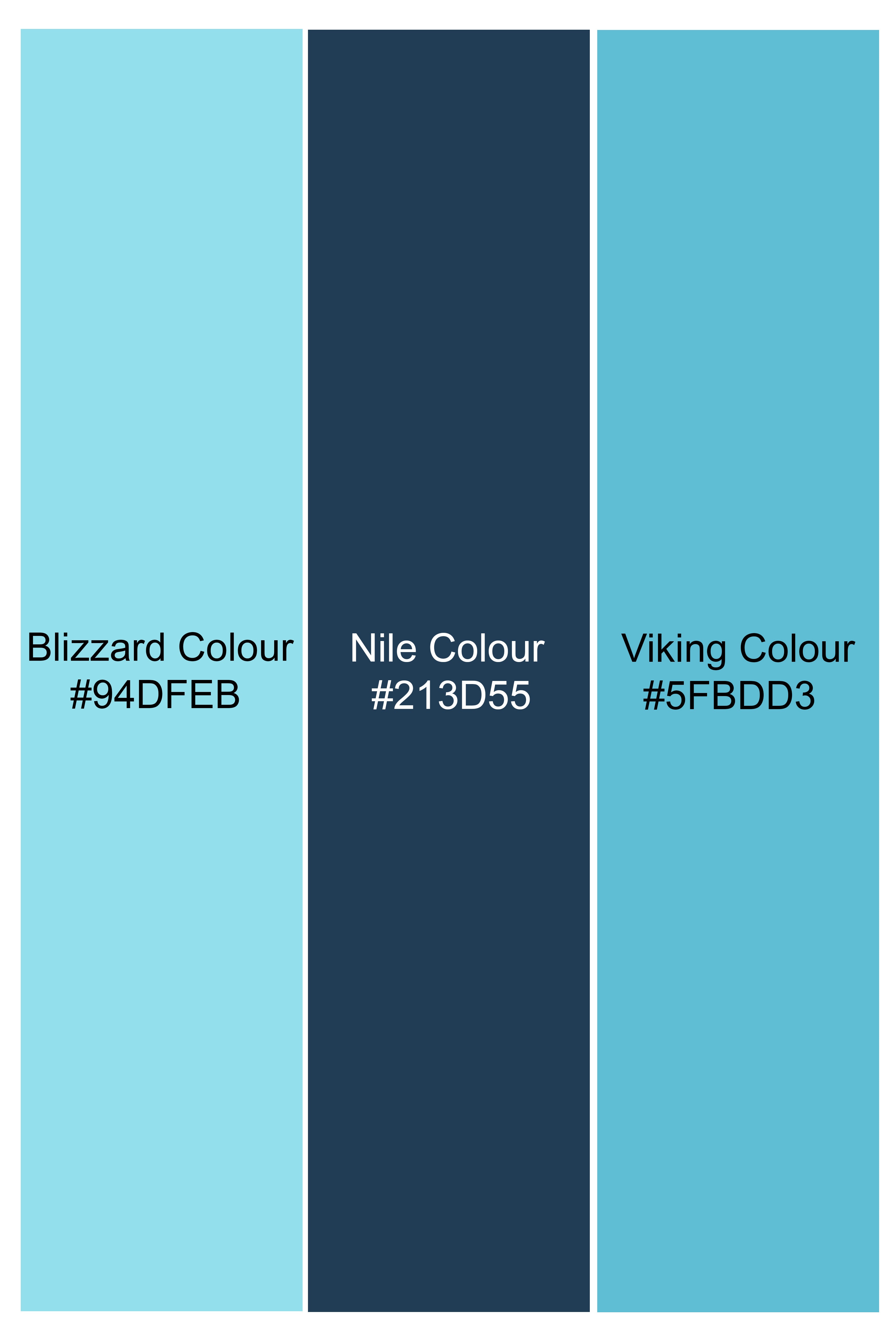 Bizzard Blue With Nile Navy Blue Checkered Premium Cotton Boxer BX535-28, BX535-30, BX535-32, BX535-34, BX535-36, BX535-38, BX535-40, BX535-42, BX535-44