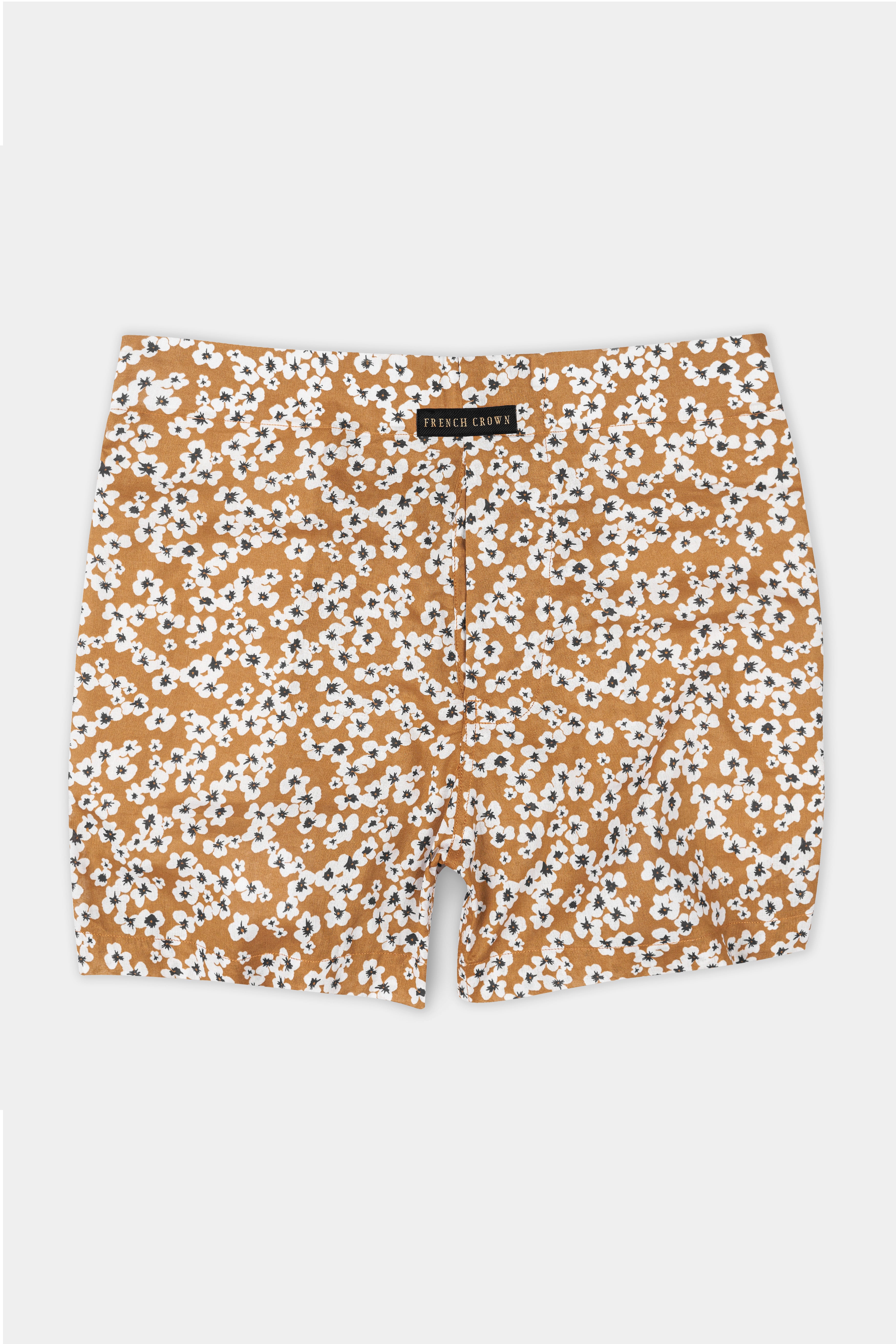 Mocha Brown With White Printed Premium Cotton Boxer BX552-28, BX552-30, BX552-32, BX552-34, BX552-36, BX552-38, BX552-40, BX552-42, BX552-44