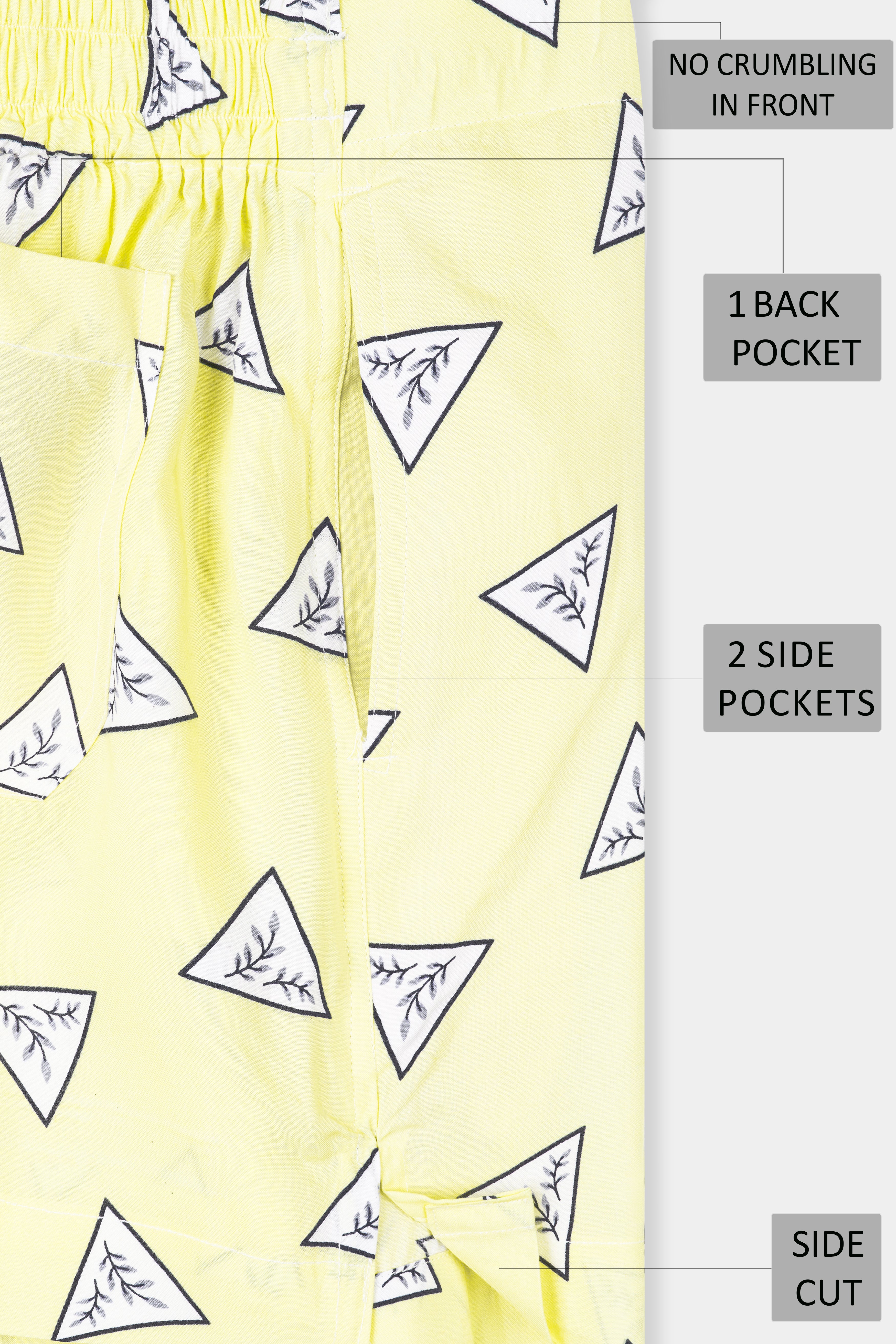 Astra Yellow Triangle Printed Premium Cotton Boxer BX556-28, BX556-30, BX556-32, BX556-34, BX556-36, BX556-38, BX556-40, BX556-42, BX556-44