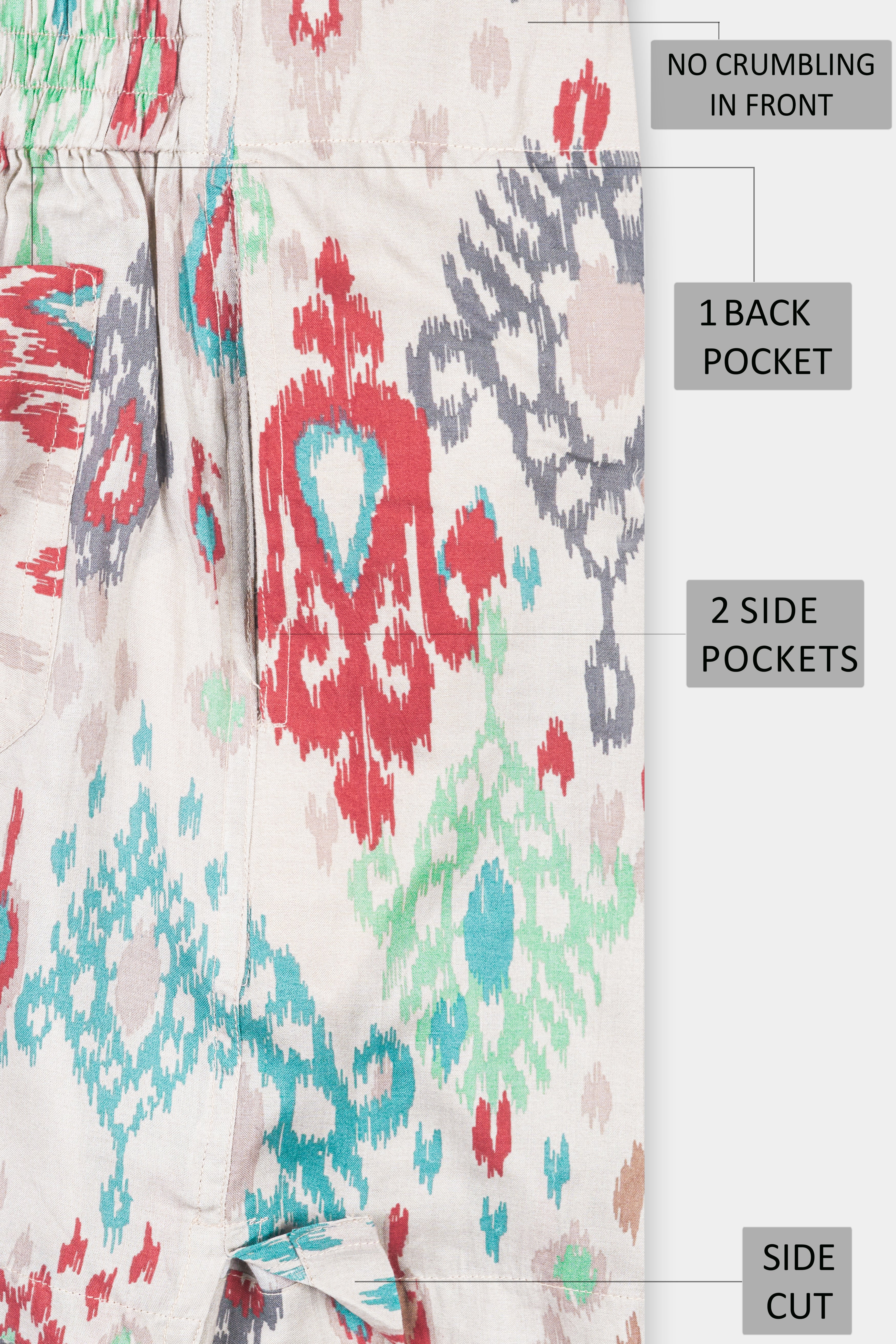 Foggy Cream Printed Premium Cotton Boxer BX557-28, BX557-30, BX557-32, BX557-34, BX557-36, BX557-38, BX557-40, BX557-42, BX557-44
