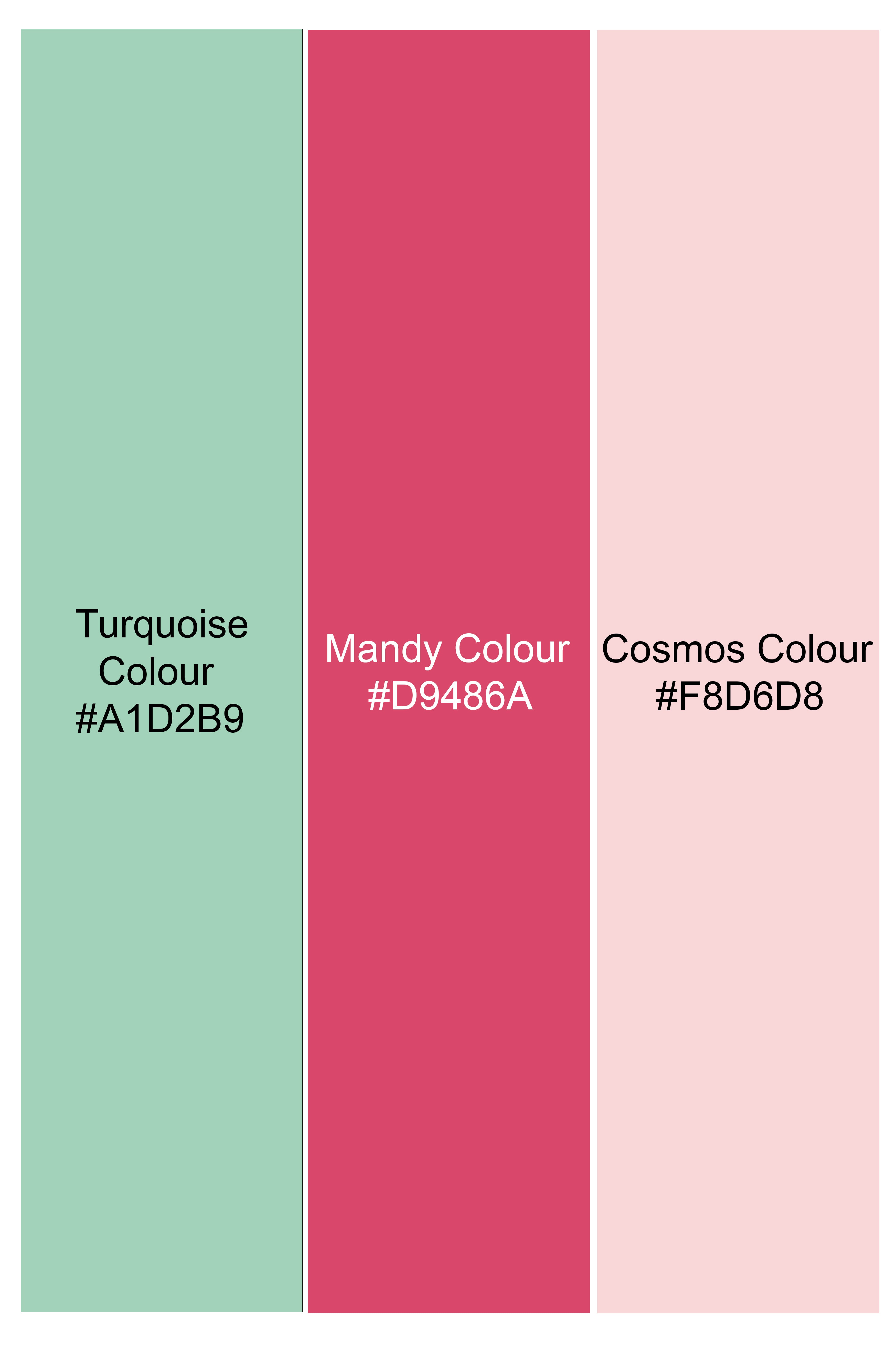 Turquoise Green Rose Flower Printed Premium Cotton Boxer BX560-28, BX560-30, BX560-32, BX560-34, BX560-36, BX560-38, BX560-40, BX560-42, BX560-44