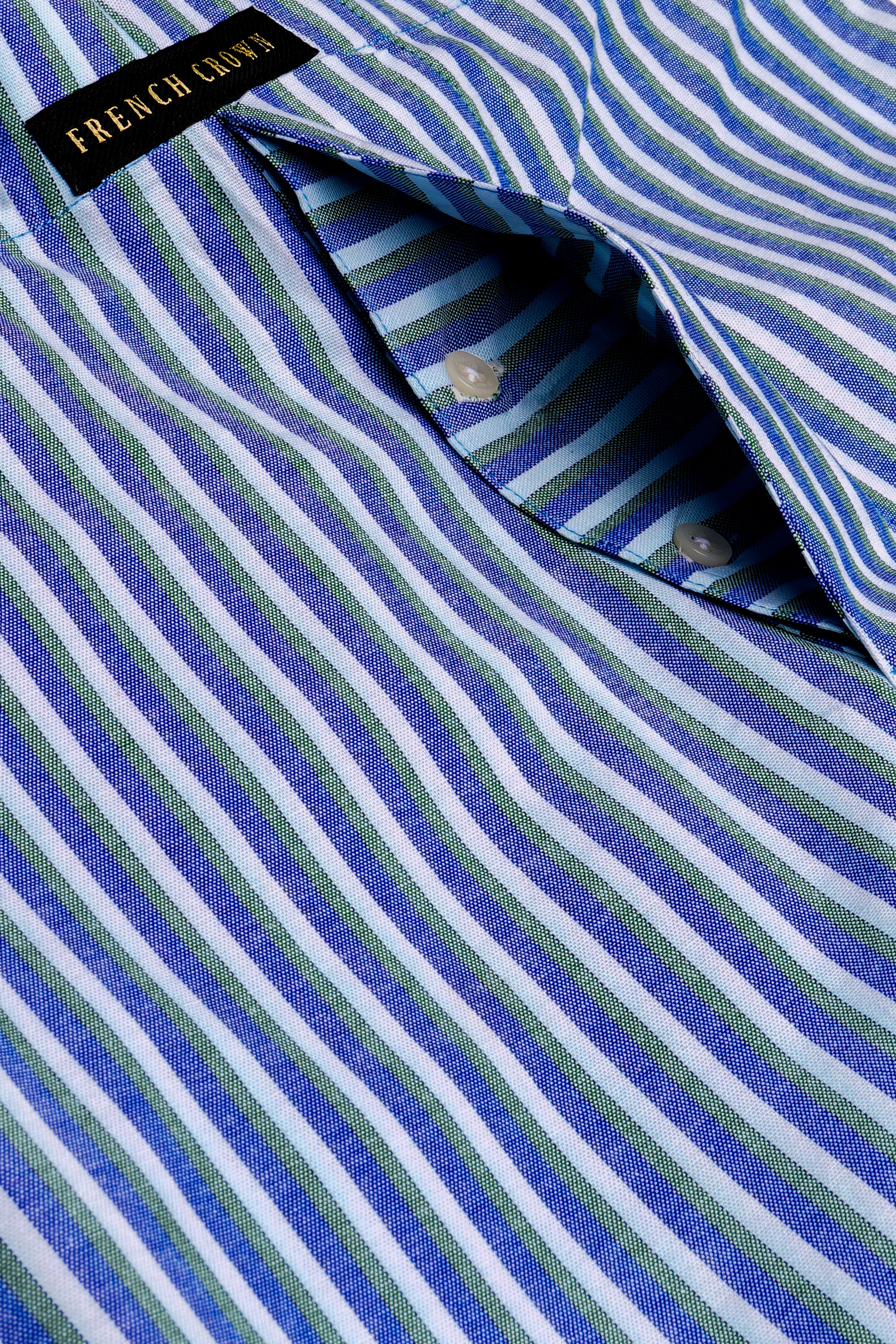 Languid Lavender with Warm Blue and Turquoise Gray Striped Oxford Premium Cotton Boxer