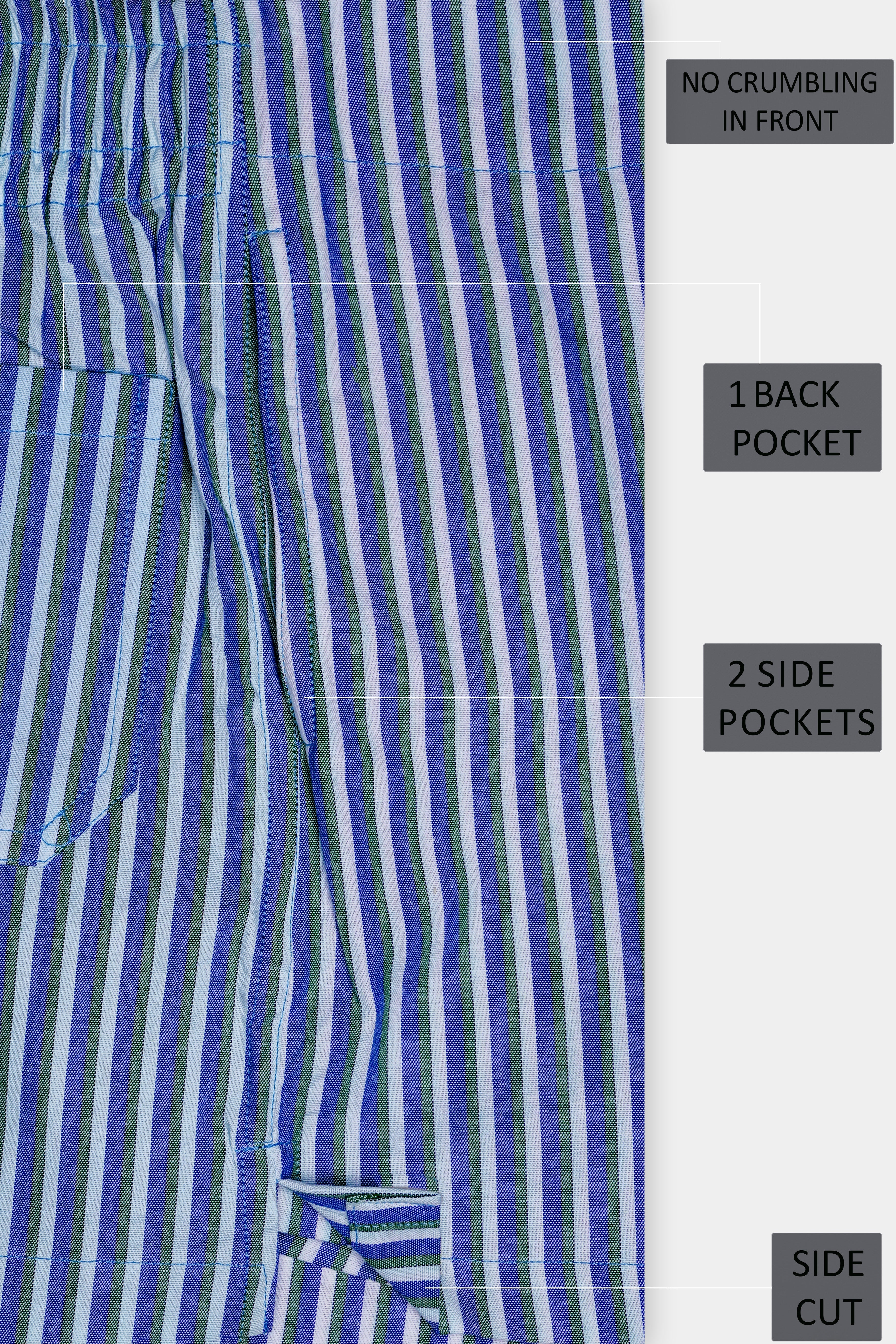 Languid Lavender with Warm Blue and Turquoise Gray Striped Oxford Cotton Boxer