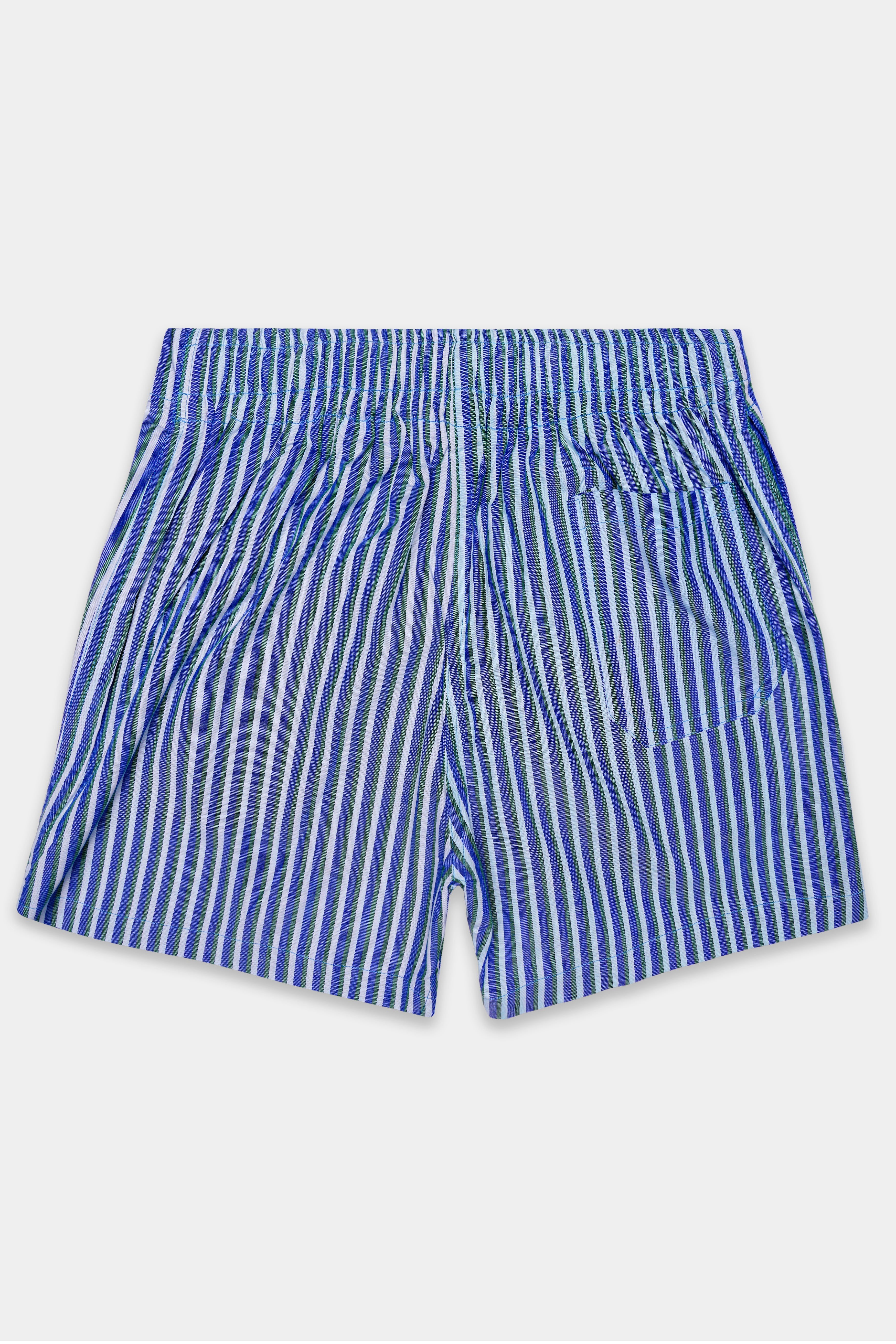 Languid Lavender with Warm Blue and Turquoise Gray Striped Oxford Cotton Boxer