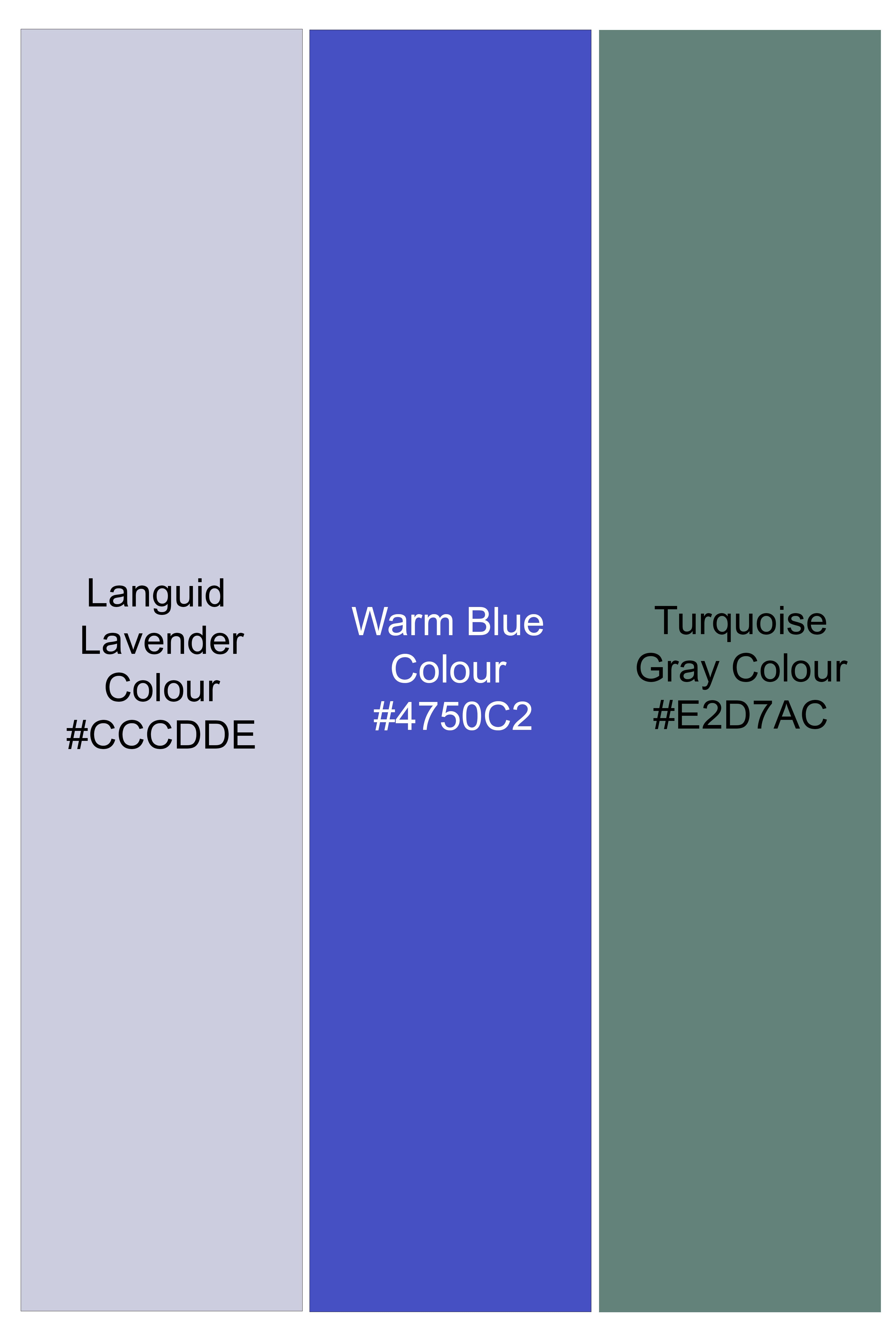 Languid Lavender with Warm Blue and Turquoise Gray Striped Oxford Premium Cotton Boxer