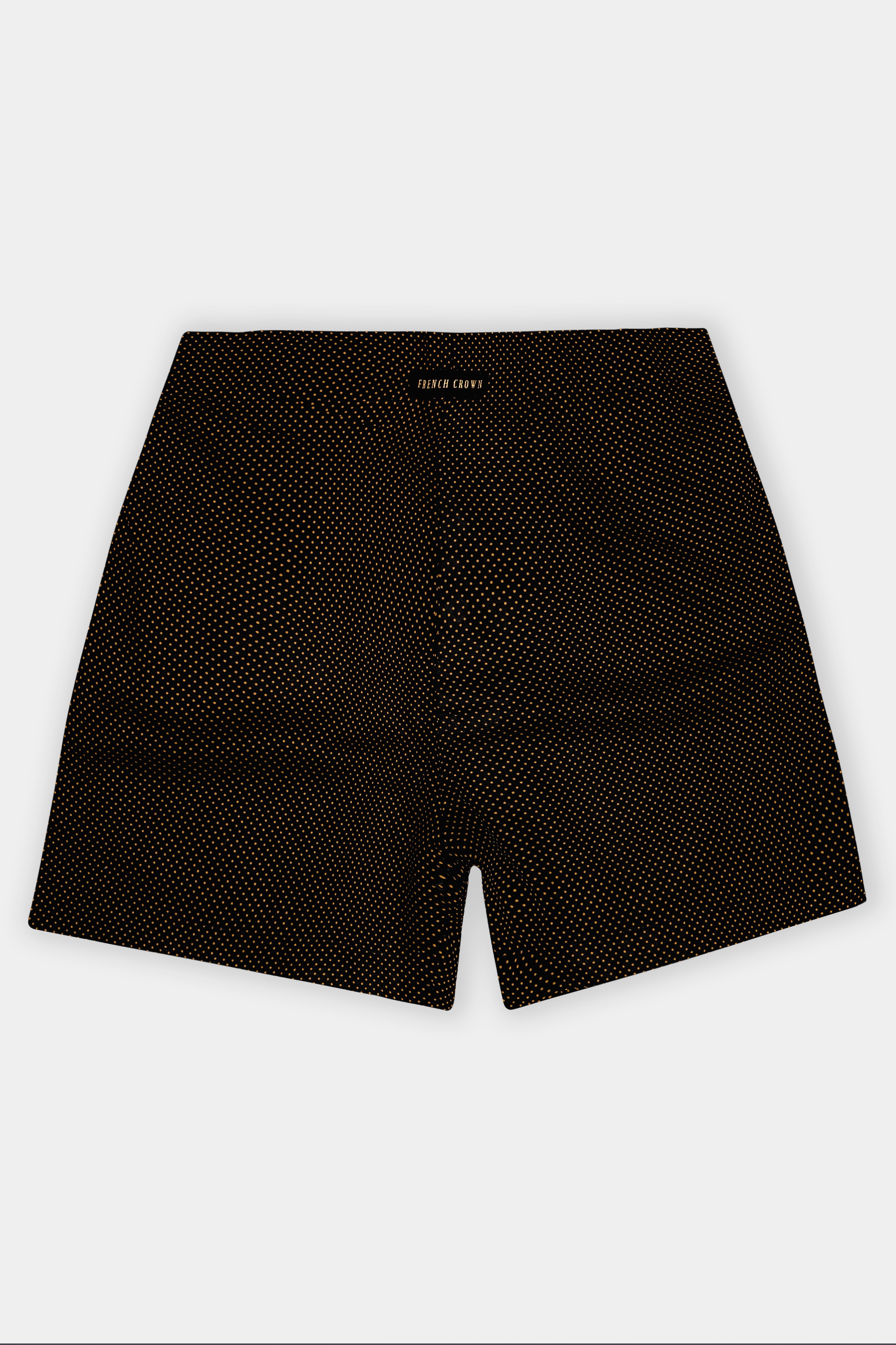 Jade Black with Brownish Orange Dotted Textured Premium Cotton Boxer
