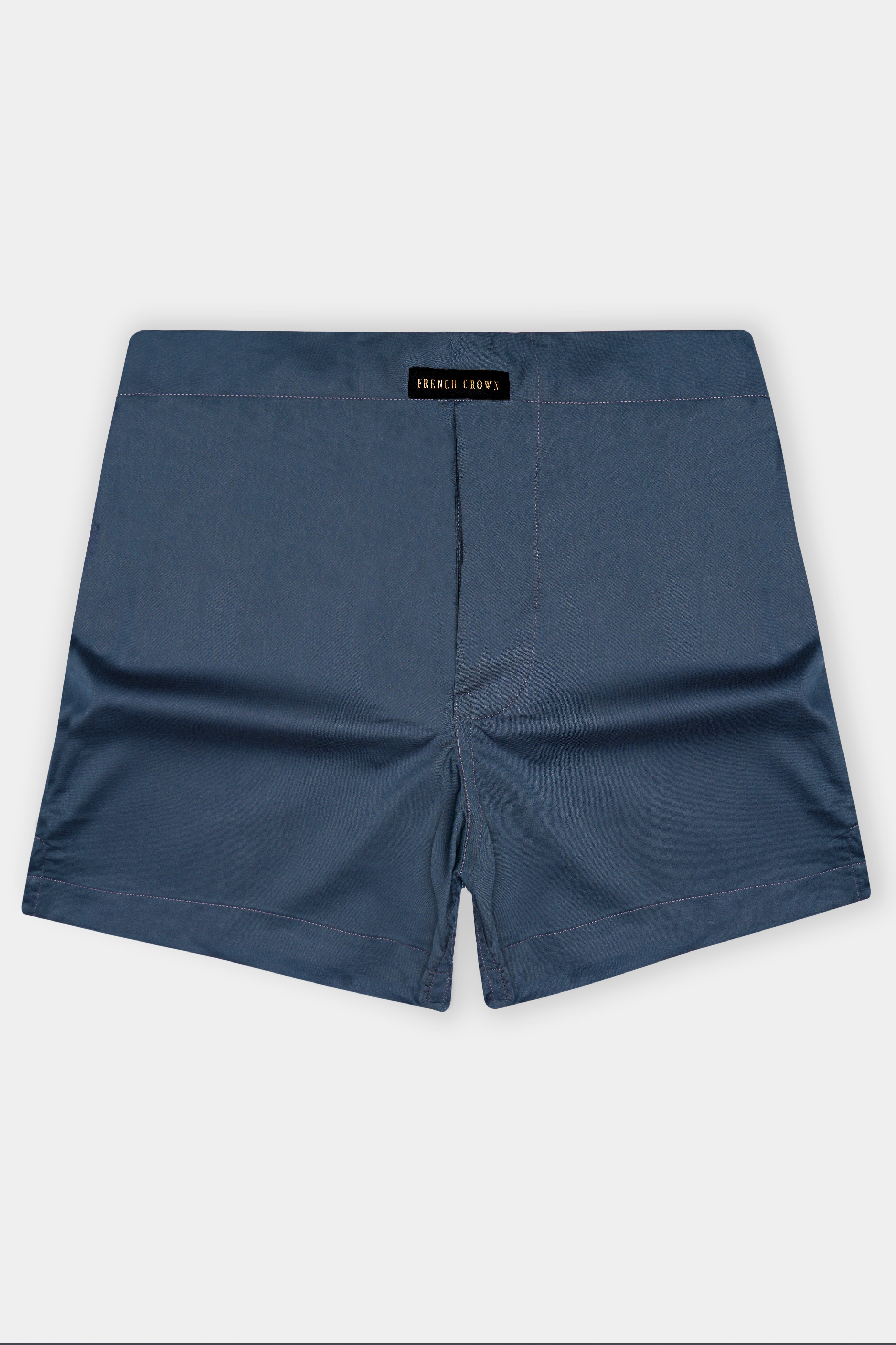 Gunmetal Blue Solid Subtle Sheen Super Soft Premium Cotton Boxer