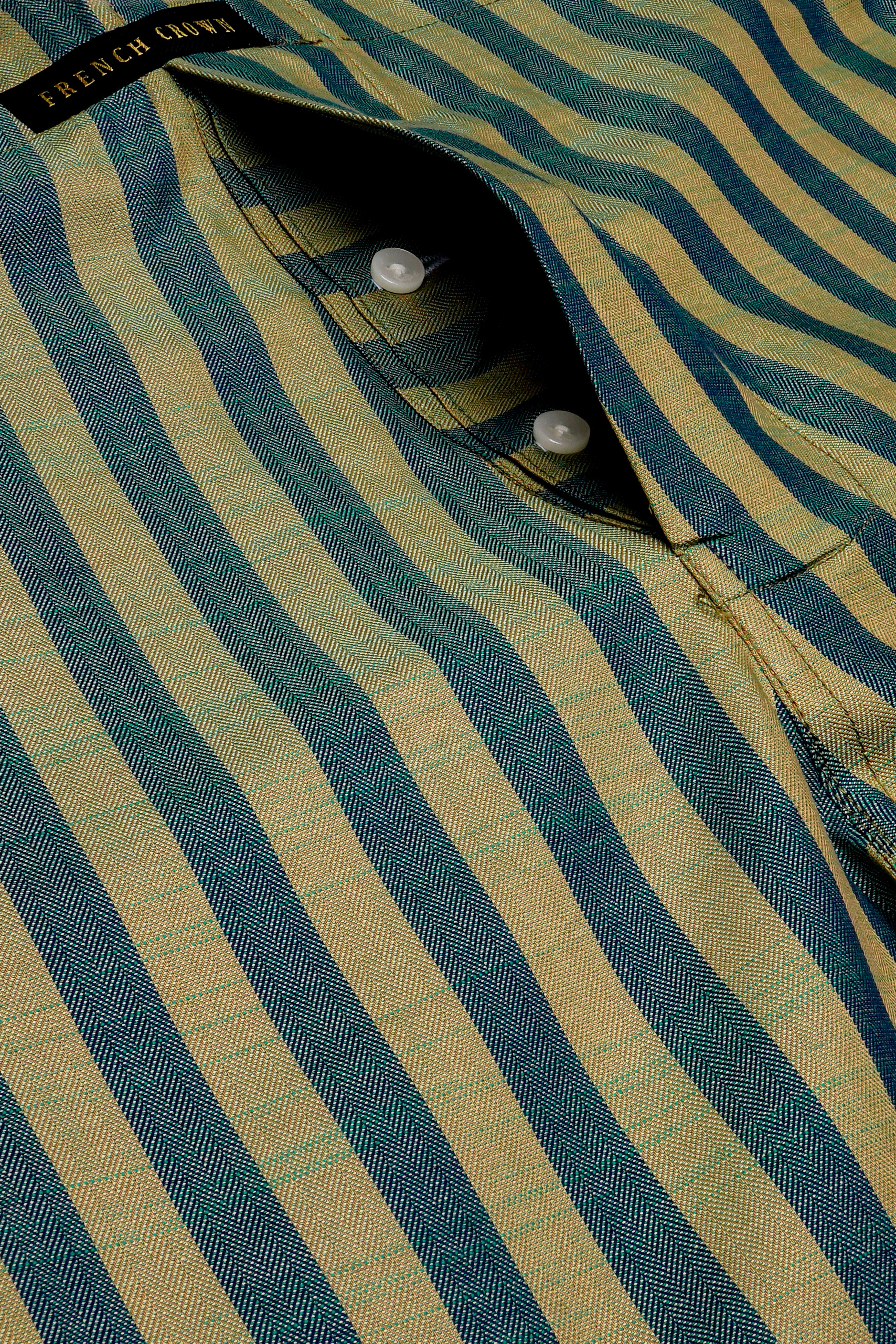 Olive-Spectra Green And camo Cream Striped Herringbron Premium Cotton Boxer