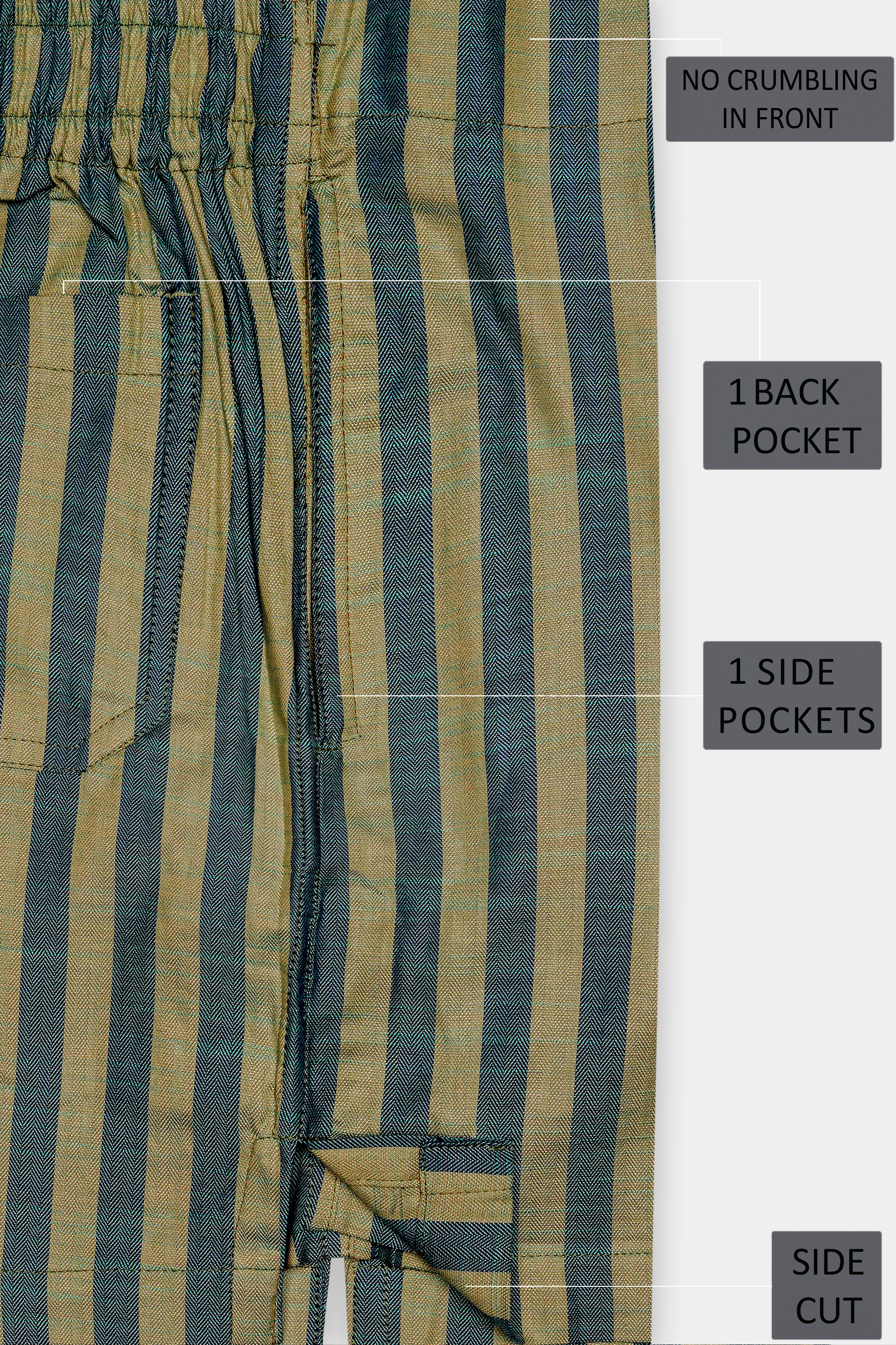 Olive-Spectra Green And camo Cream Striped Herringbron Premium Cotton Boxer