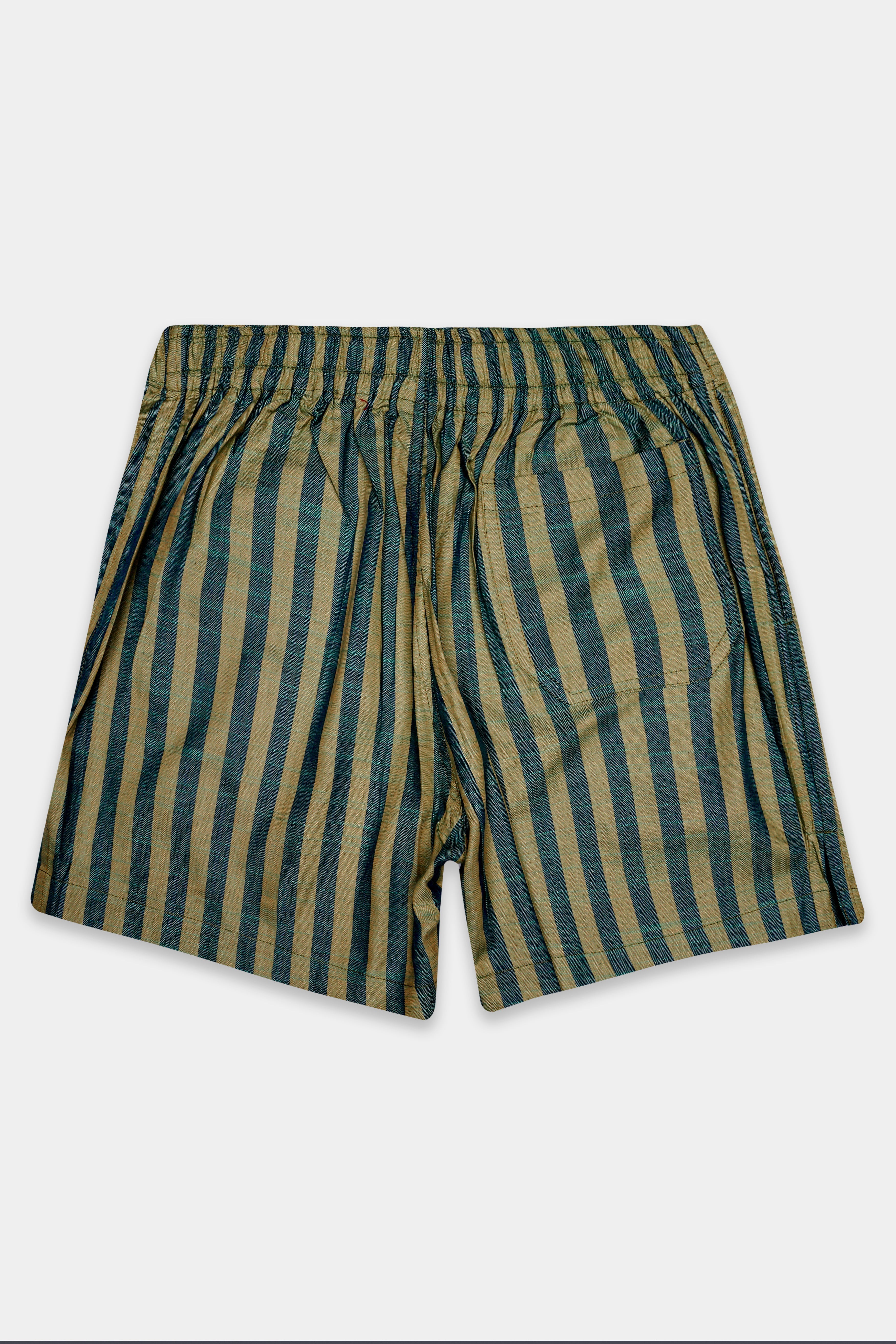 Olive-Spectra Green And camo Cream Striped Herringbron Premium Cotton Boxer