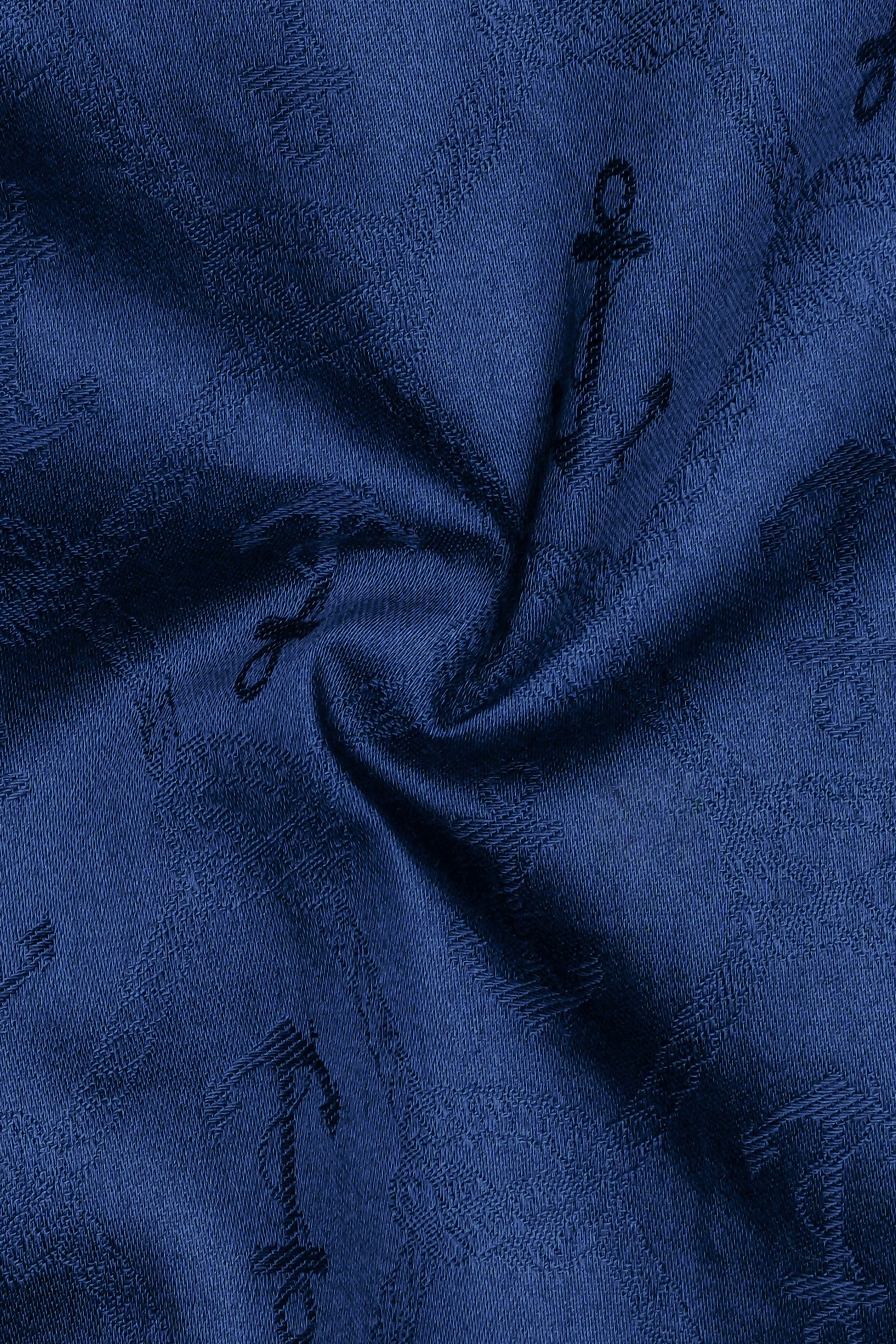 Nautical-Biscay Blue Anchor Printed Jacquard Premium Cotton Boxer