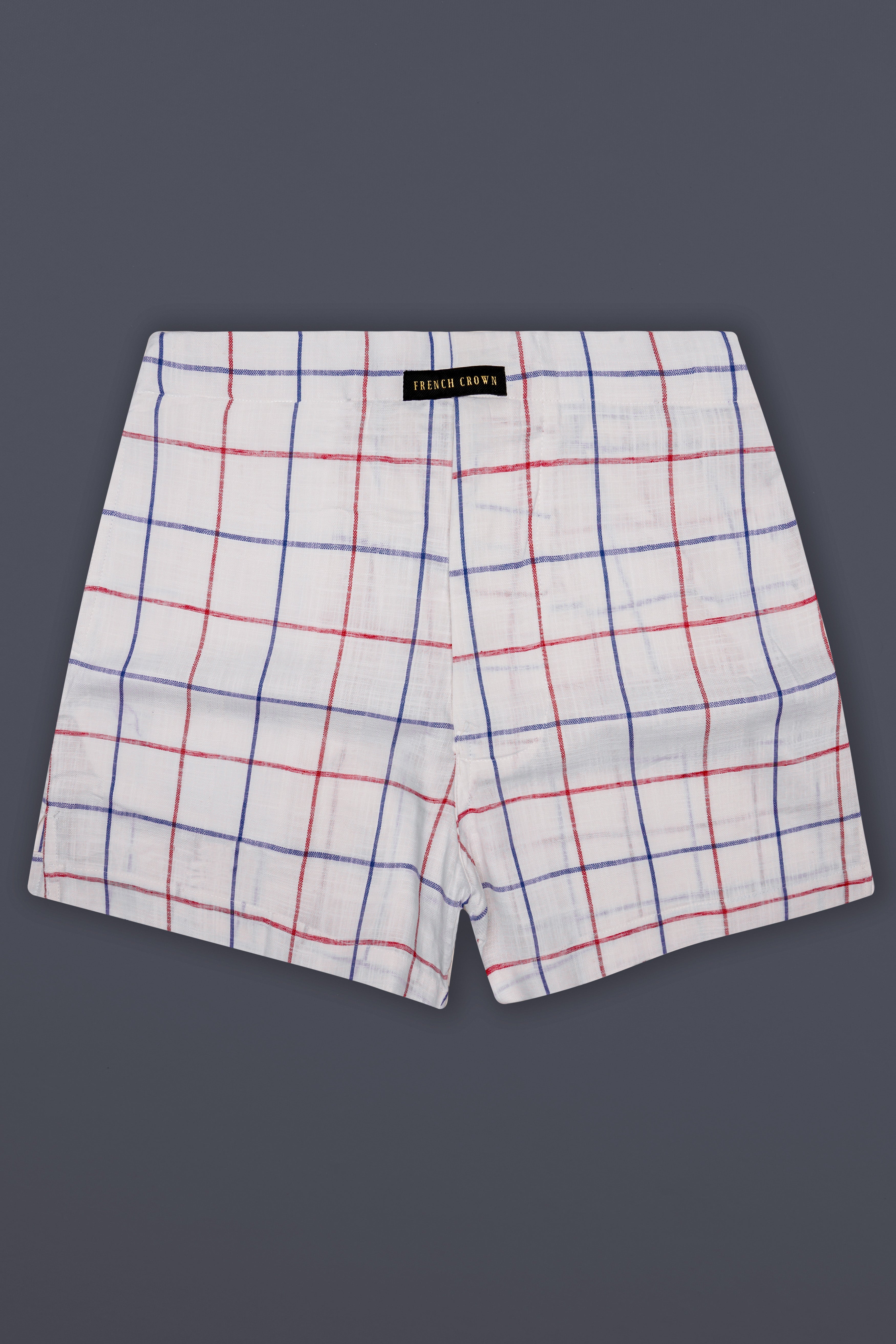 Crimson-Bright White And Shiraz Red Plaid Super Soft Luxurious Linen Boxer