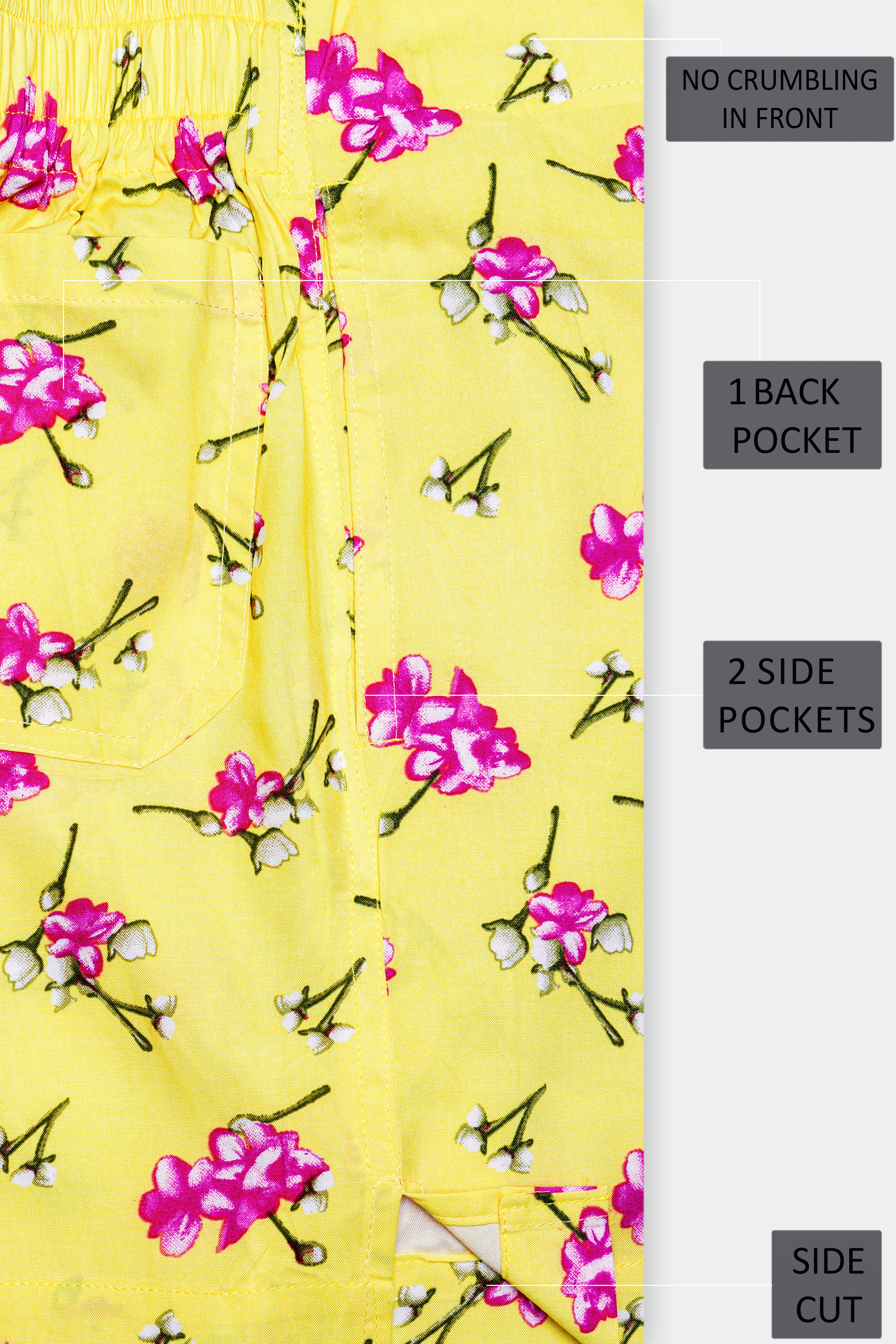 Petalyn-Arylide Yellow And Mulberry Pink Floral Printed Premium Cotton Boxer