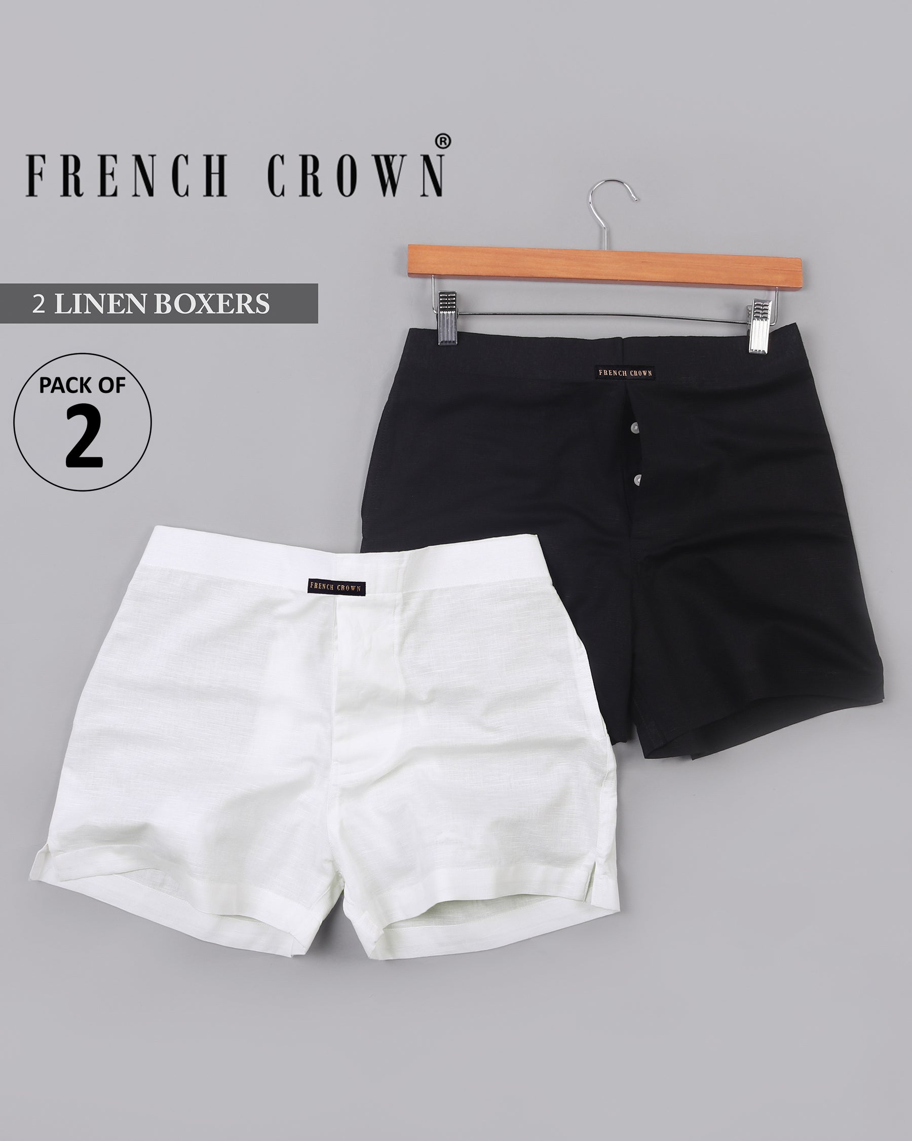White and Black Luxurious Linen Boxers