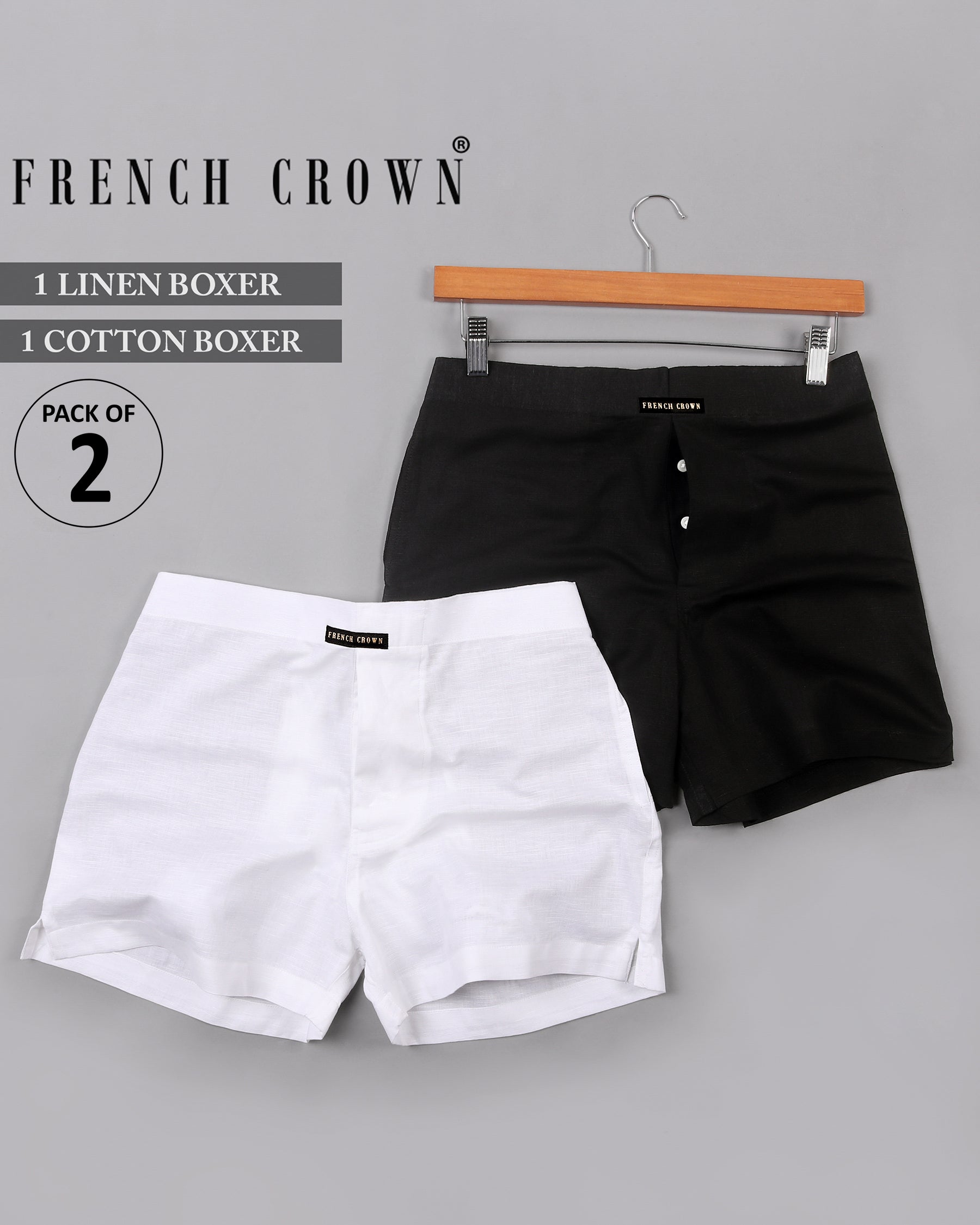 Black Cotton and White Luxurious Linen Boxers