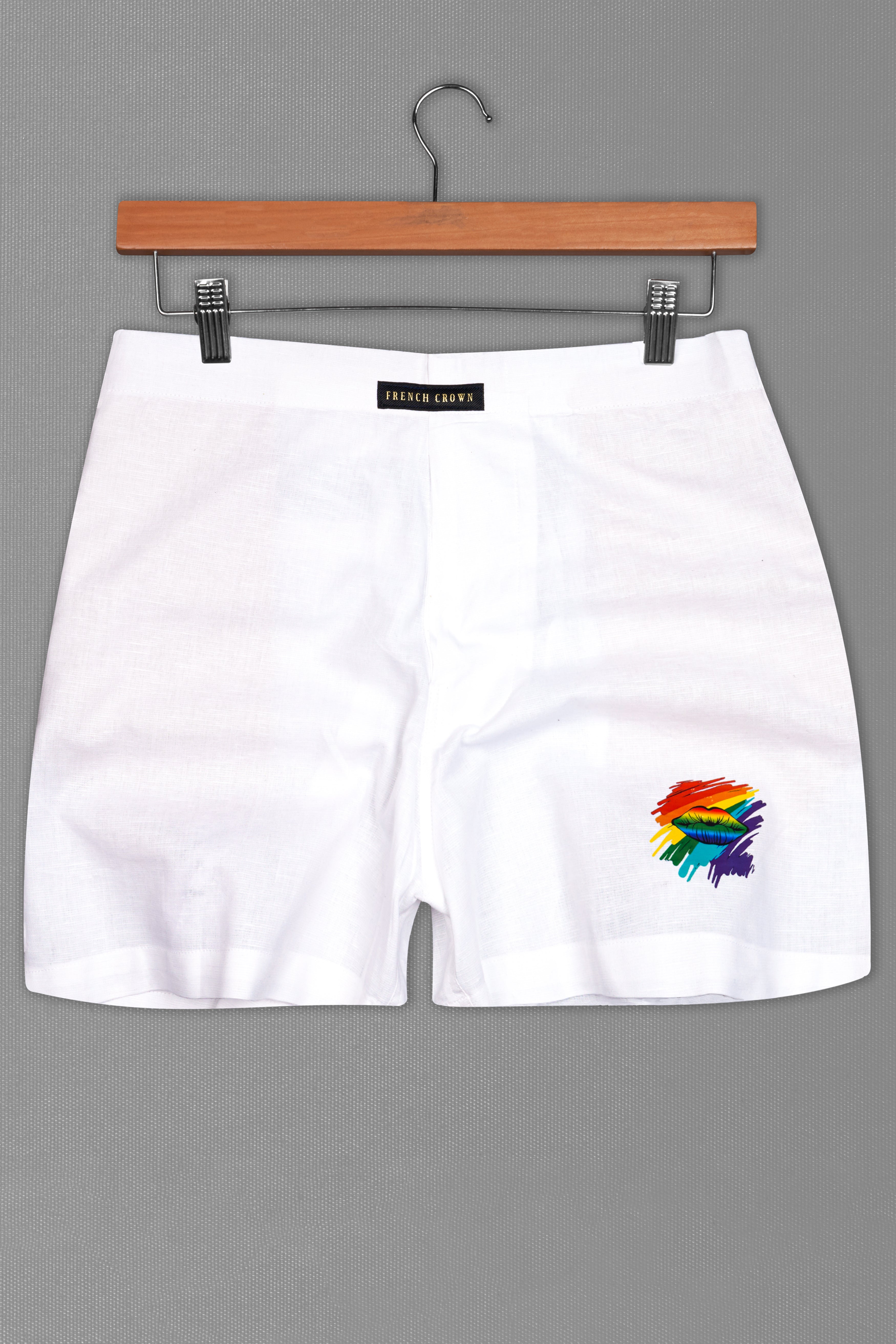 Bright White Funky Printed Luxurious Linen Boxer