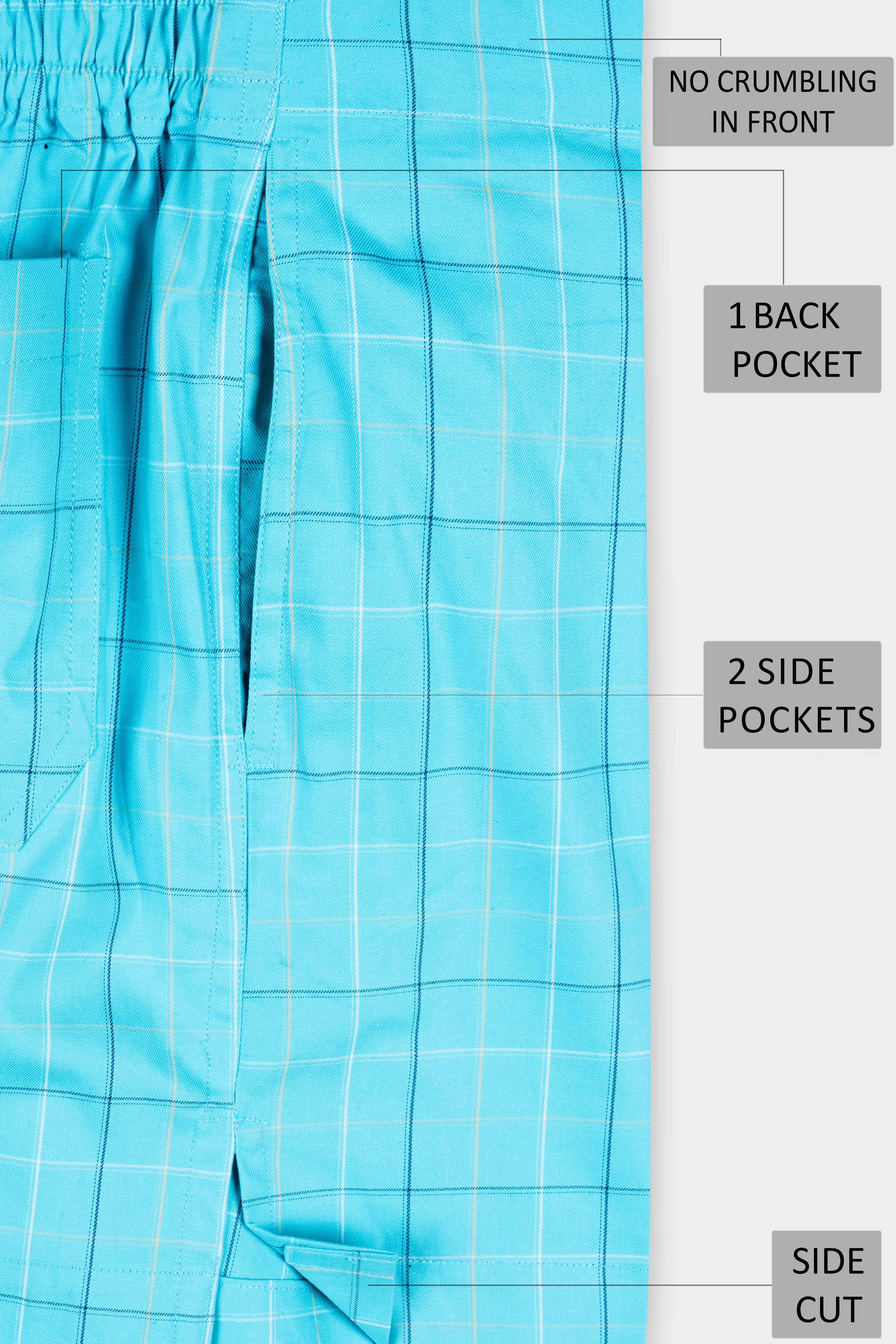 Malibu Blue Windowpane Twill Premium Cotton Boxer