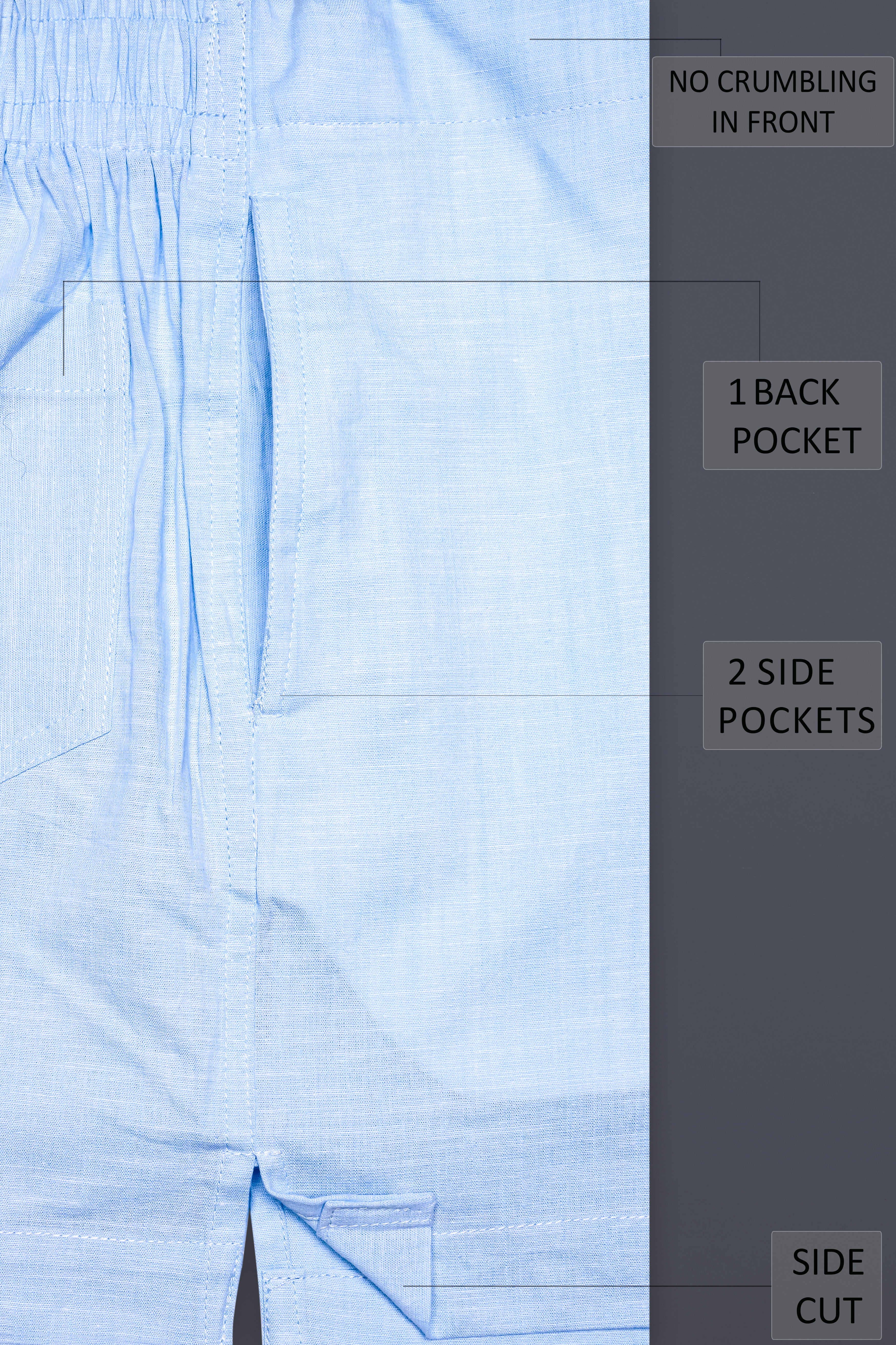 Spindle Blue Textured Luxurious Linen Boxer