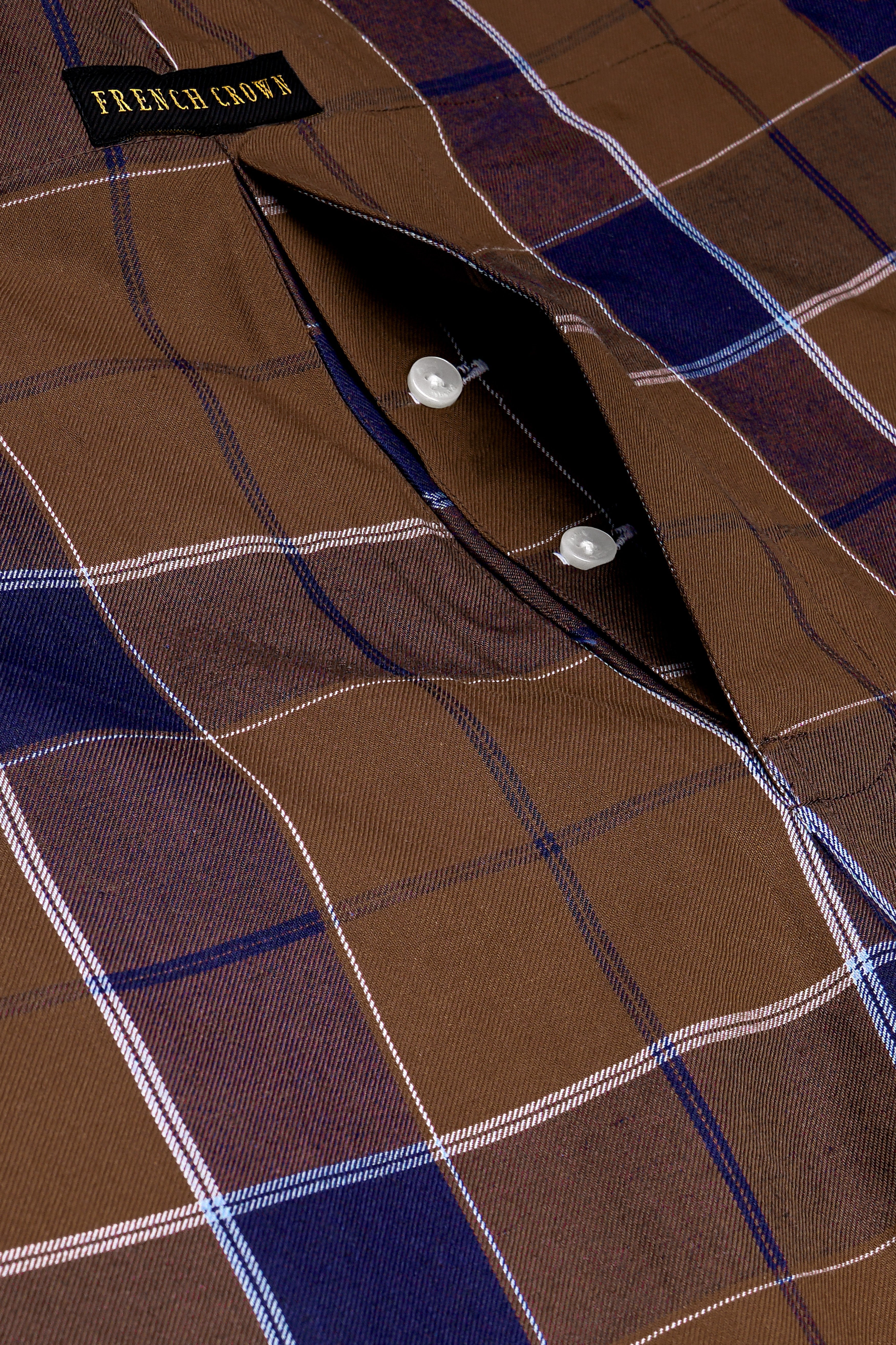 Café Noir And Haiti Blue Plaid Twill Premium Cotton Boxer