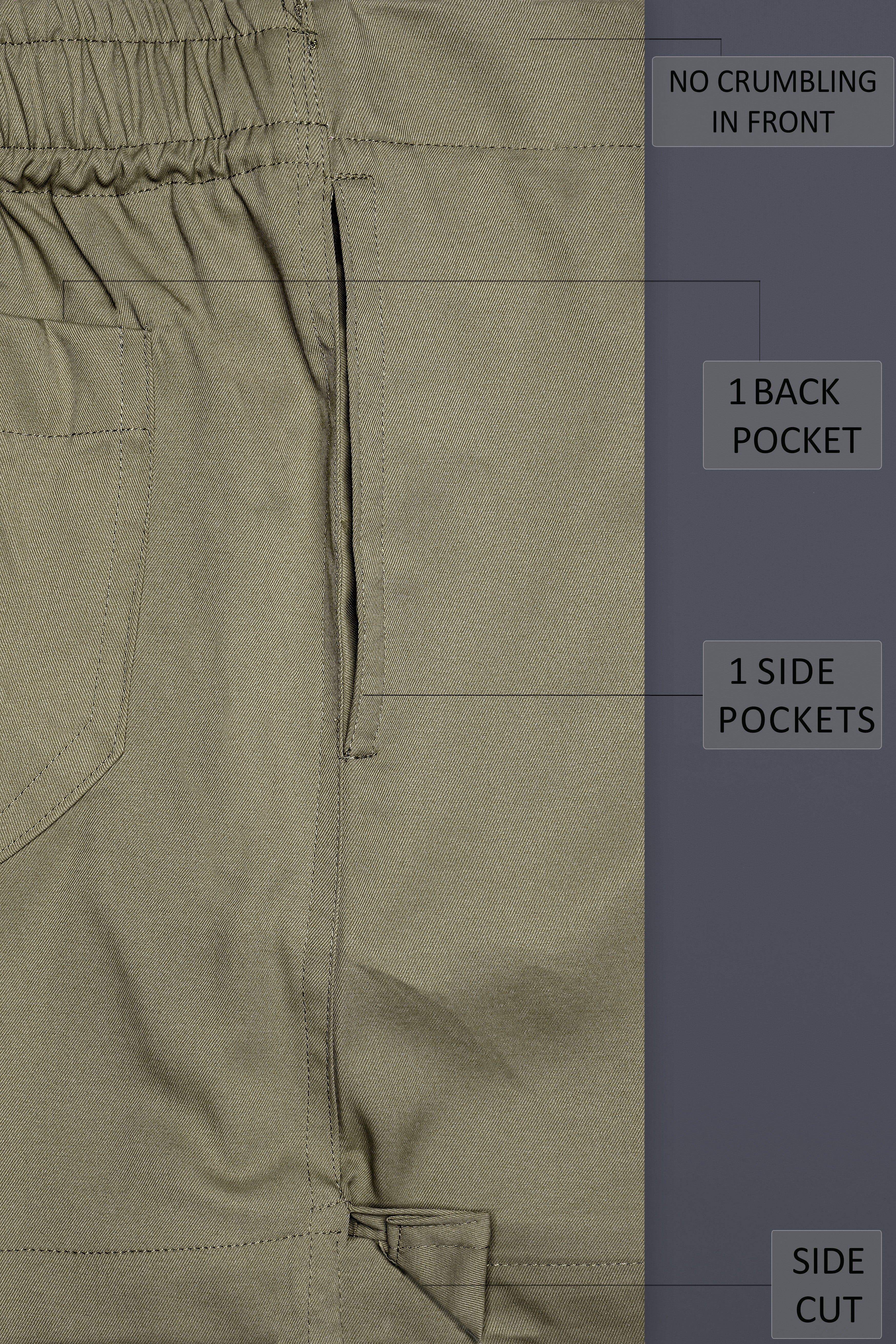 Olive Haze Solid Twill Premium Cotton Boxer