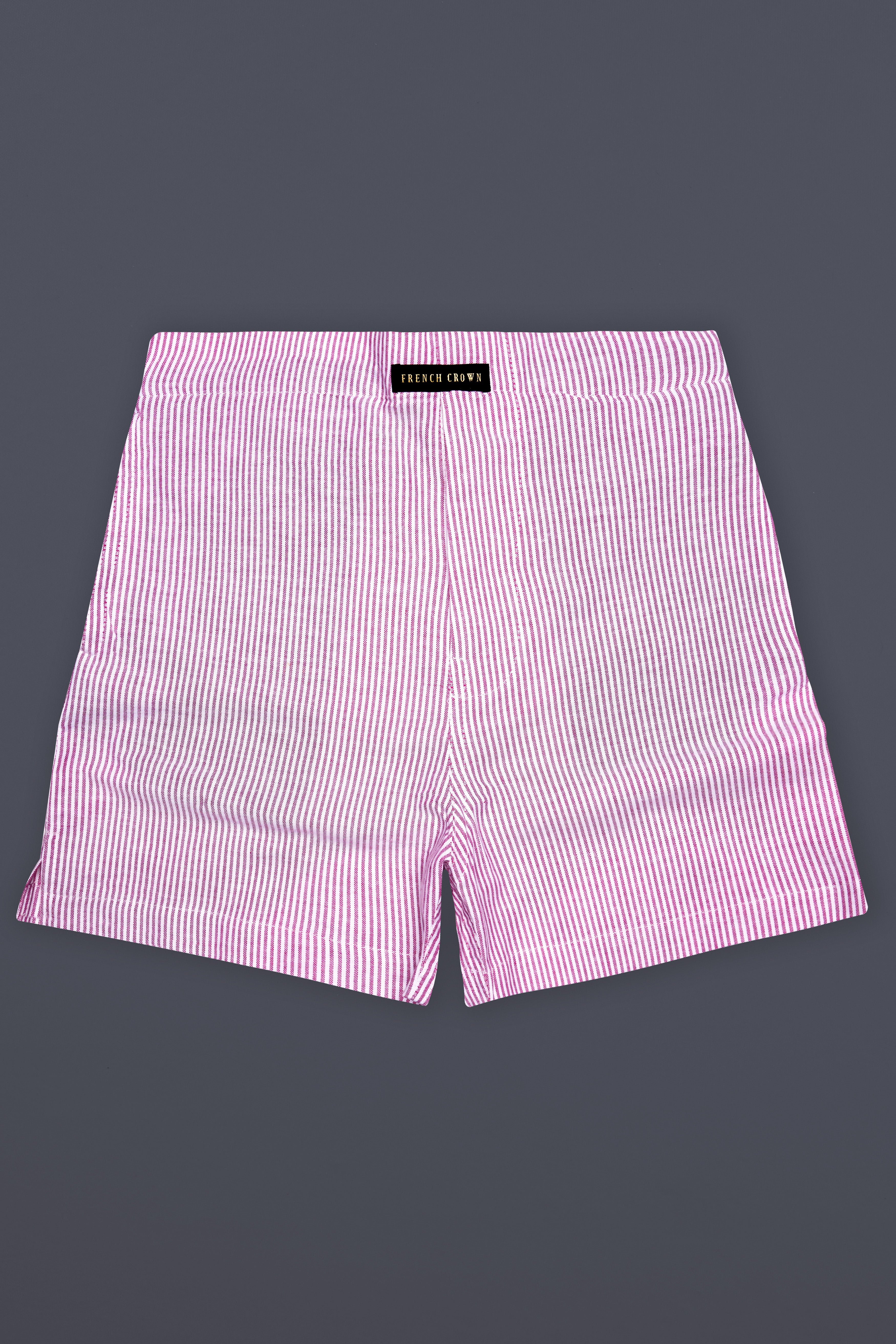 Fuchsia Pink And Bright White Stripes Oxford Premium Cotton Boxer