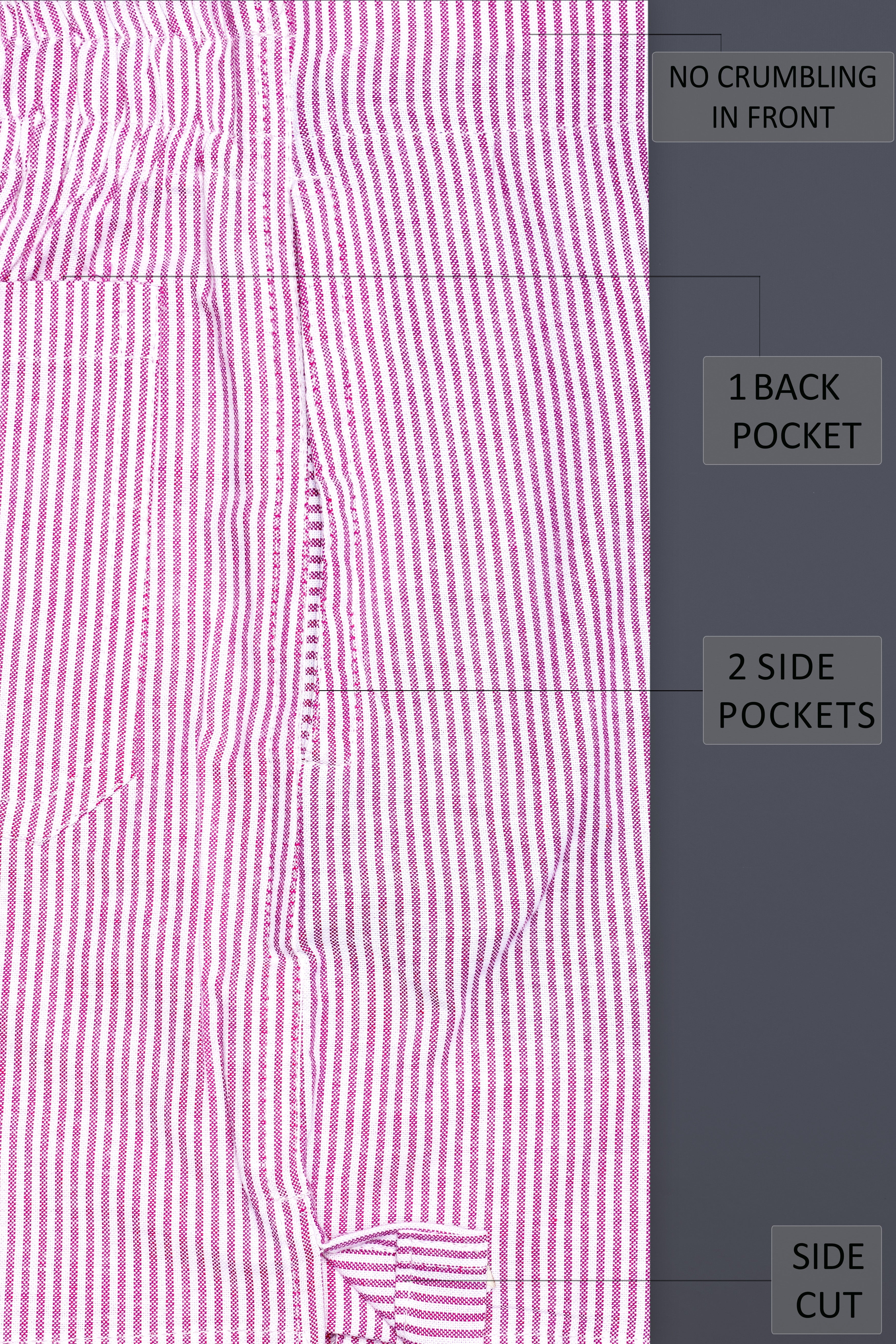 Fuchsia Pink And Bright White Stripes Oxford Premium Cotton Boxer