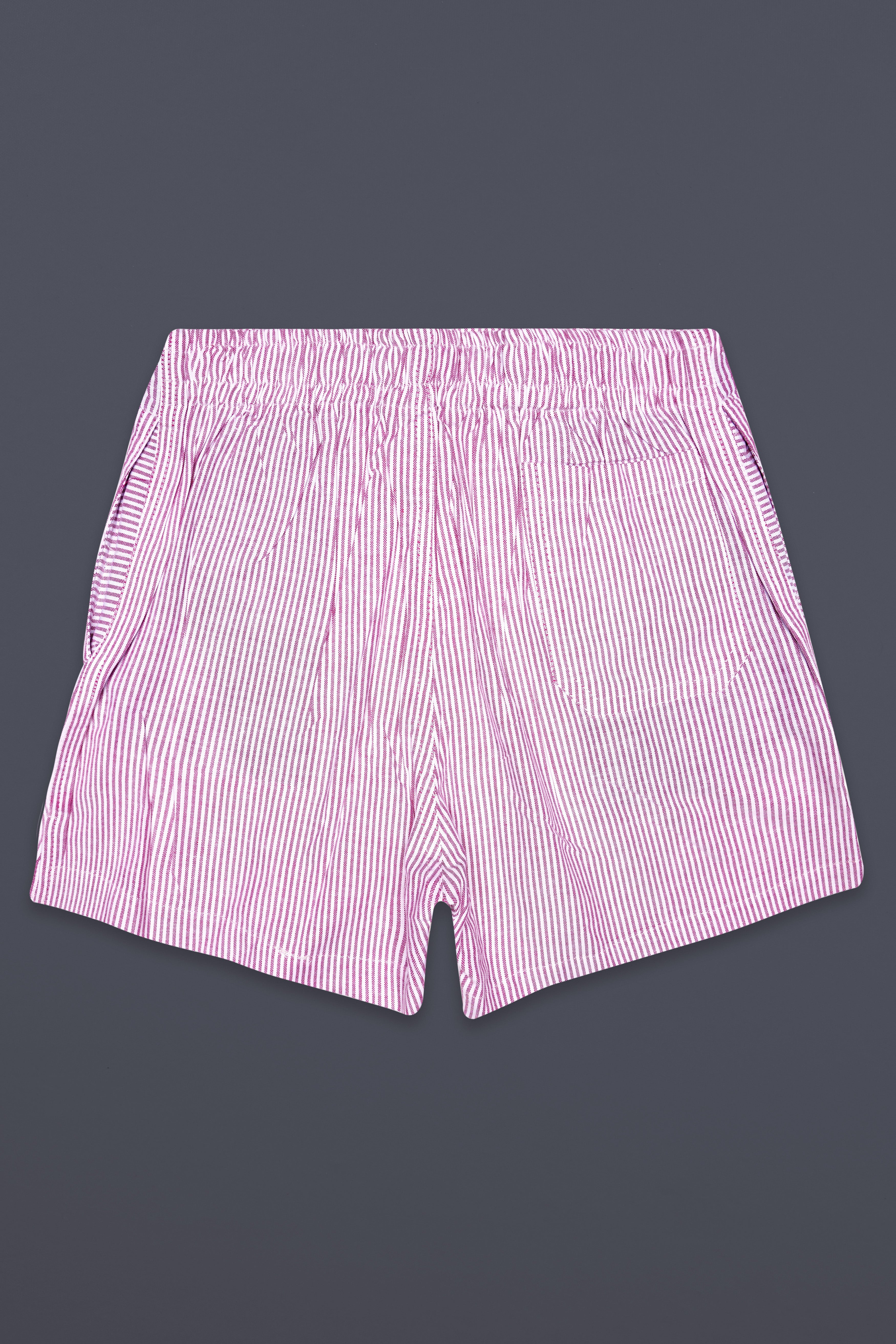 Fuchsia Pink And Bright White Stripes Oxford Premium Cotton Boxer