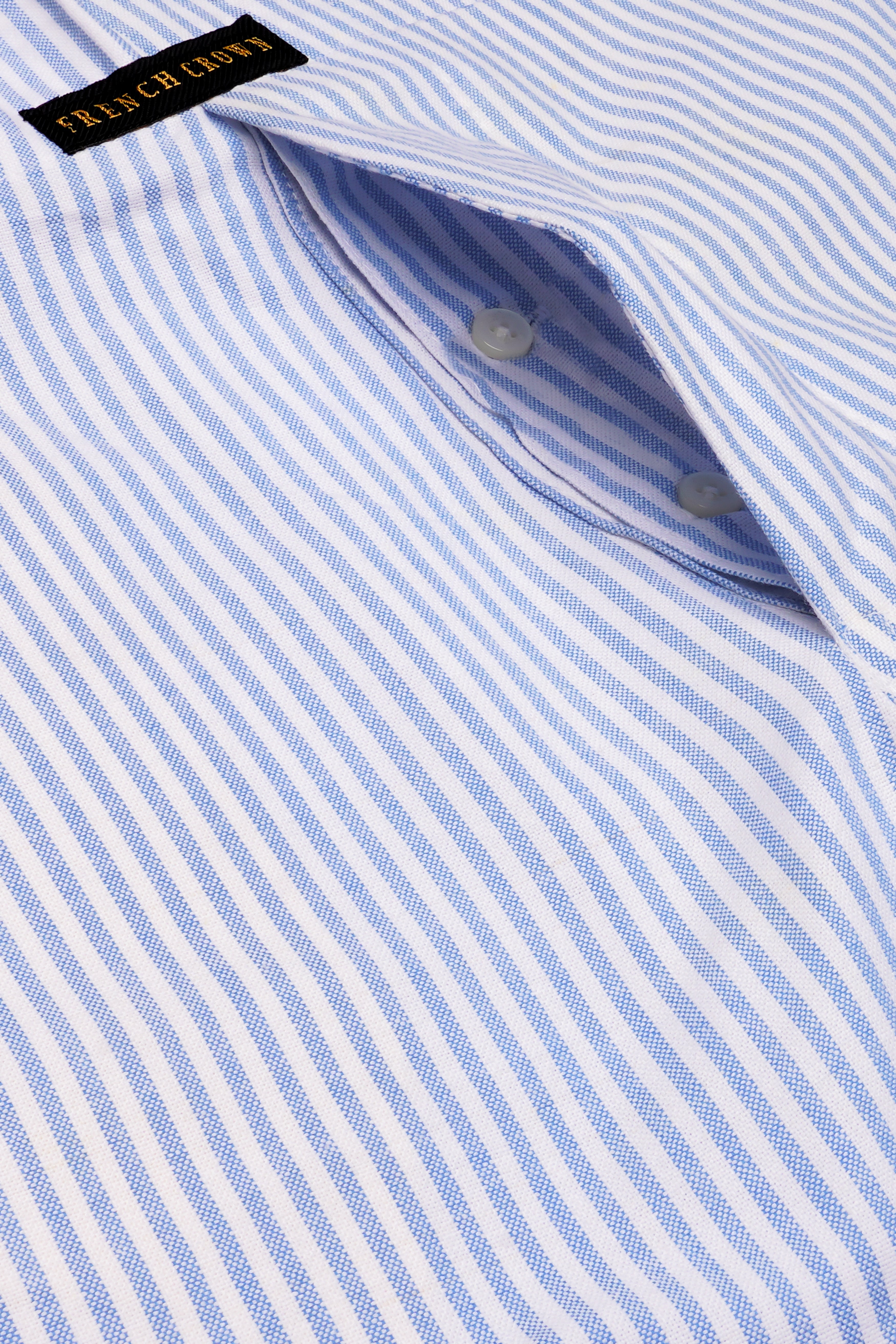 Glaucous Blue And Bright White Striped Oxford Premium Cotton Boxer