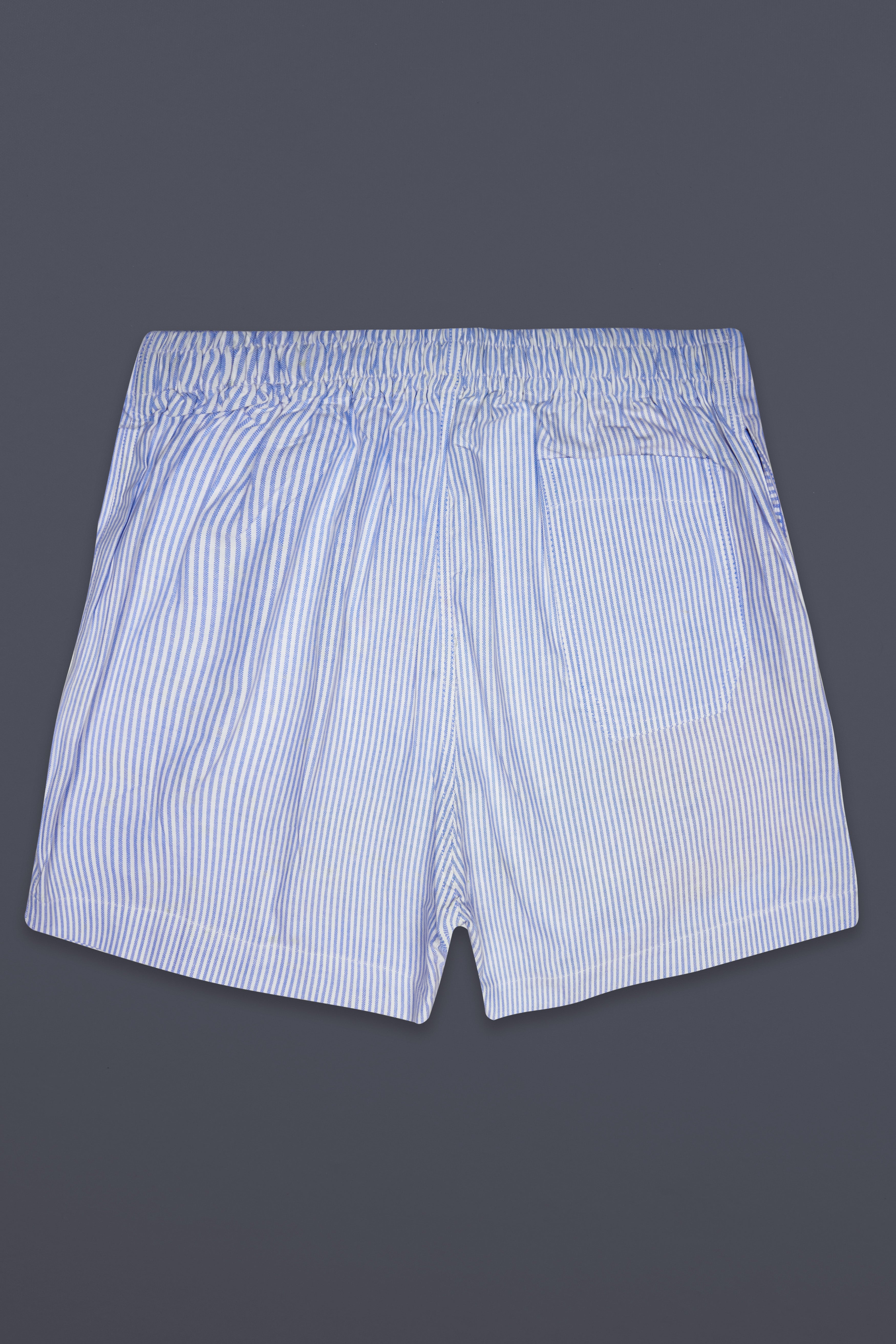 Glaucous Blue And Bright White Striped Oxford Premium Cotton Boxer