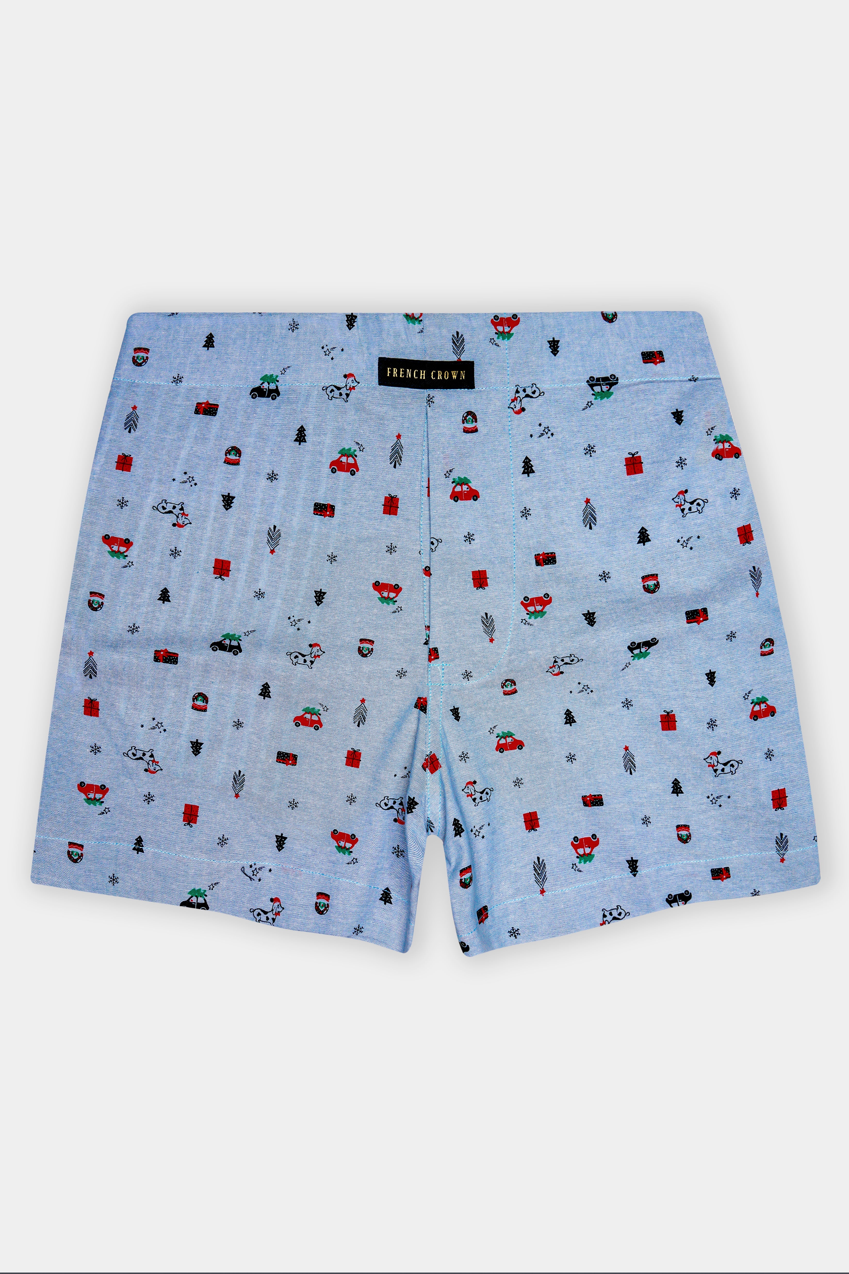 Nepal Blue christmas Printed Oxford Premium Cotton Boxer