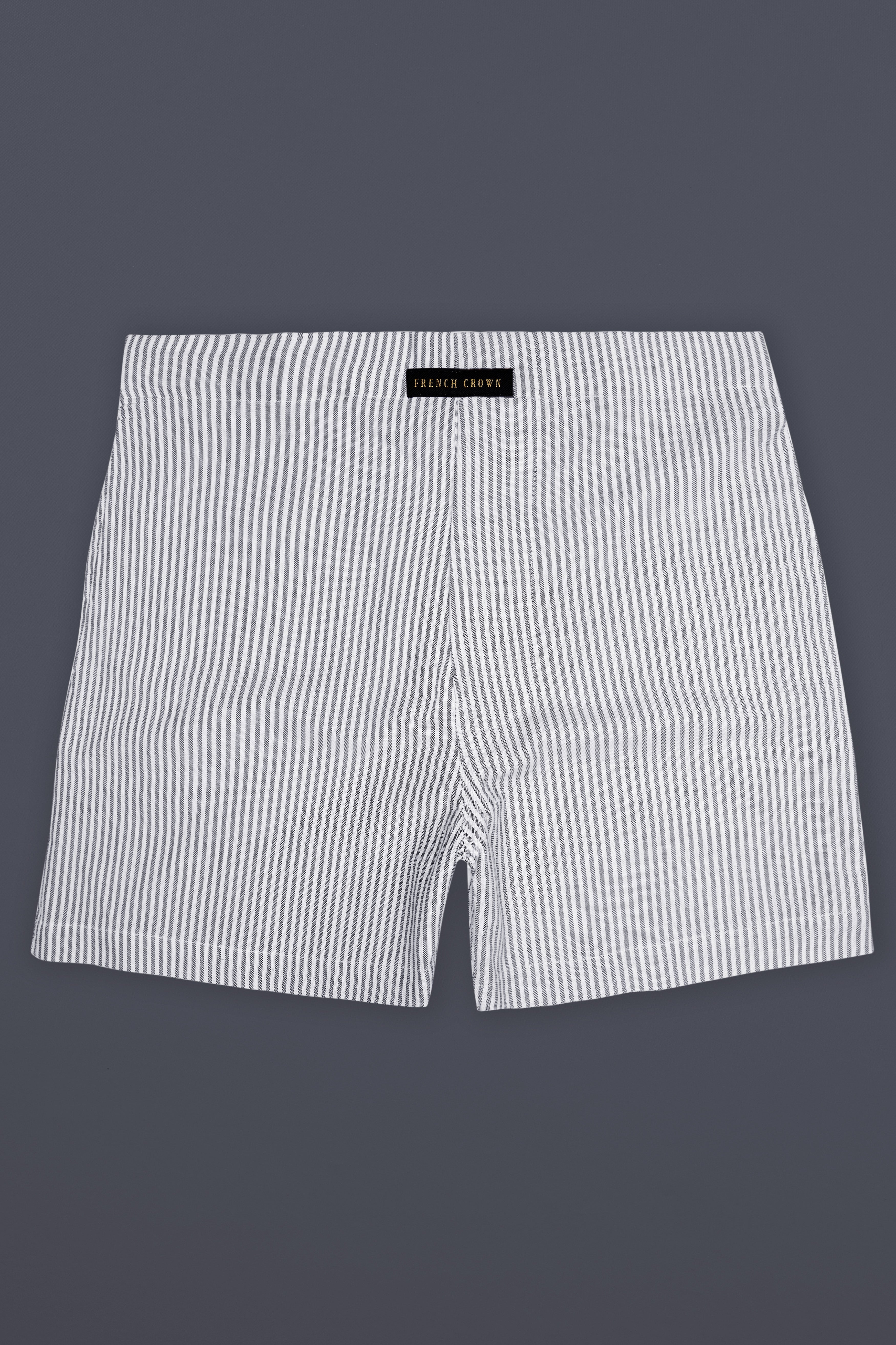 Boulder Gray And Bright White Stripes Oxford Premium Cotton Boxer