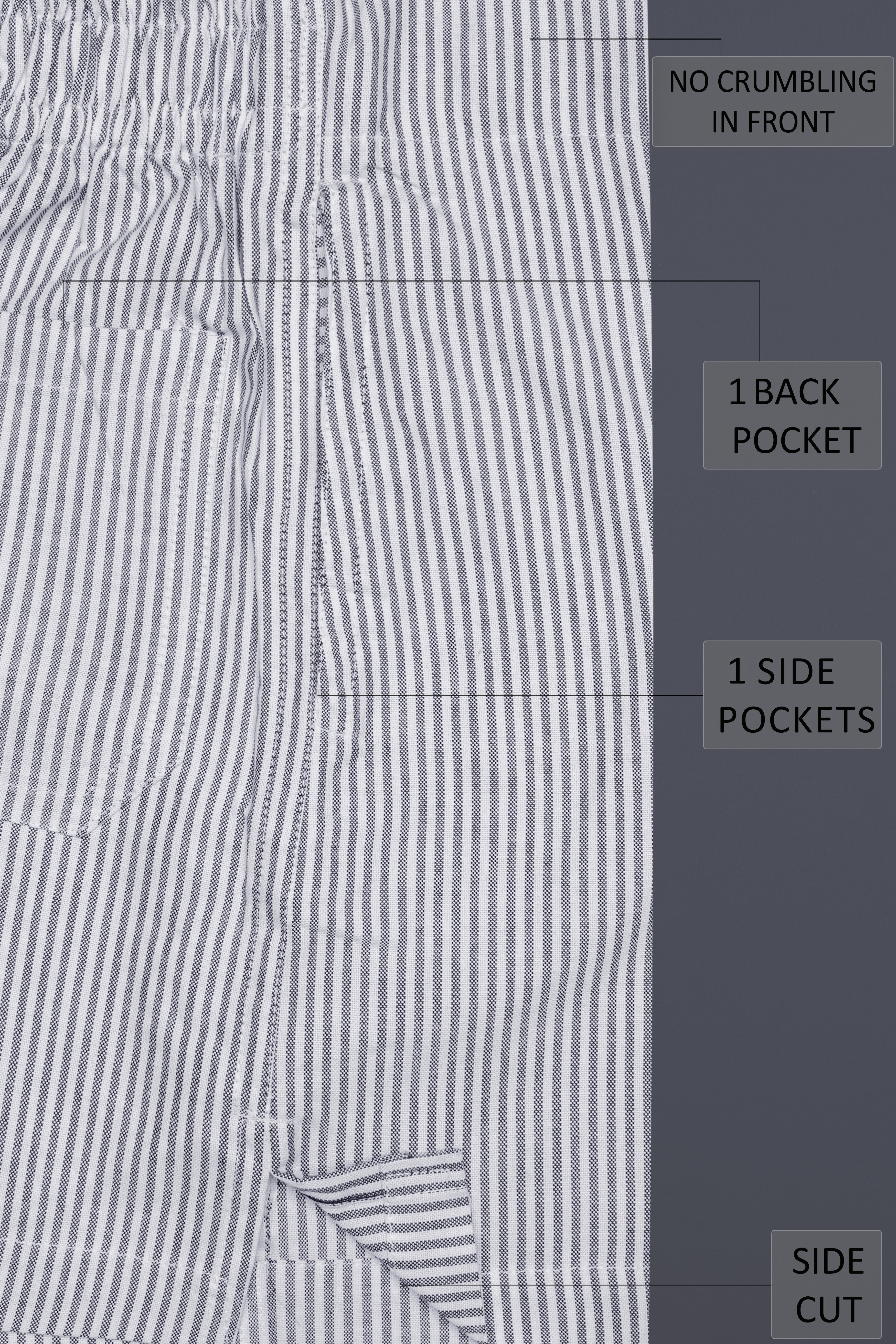 Boulder Gray And Bright White Stripes Oxford Premium Cotton Boxer