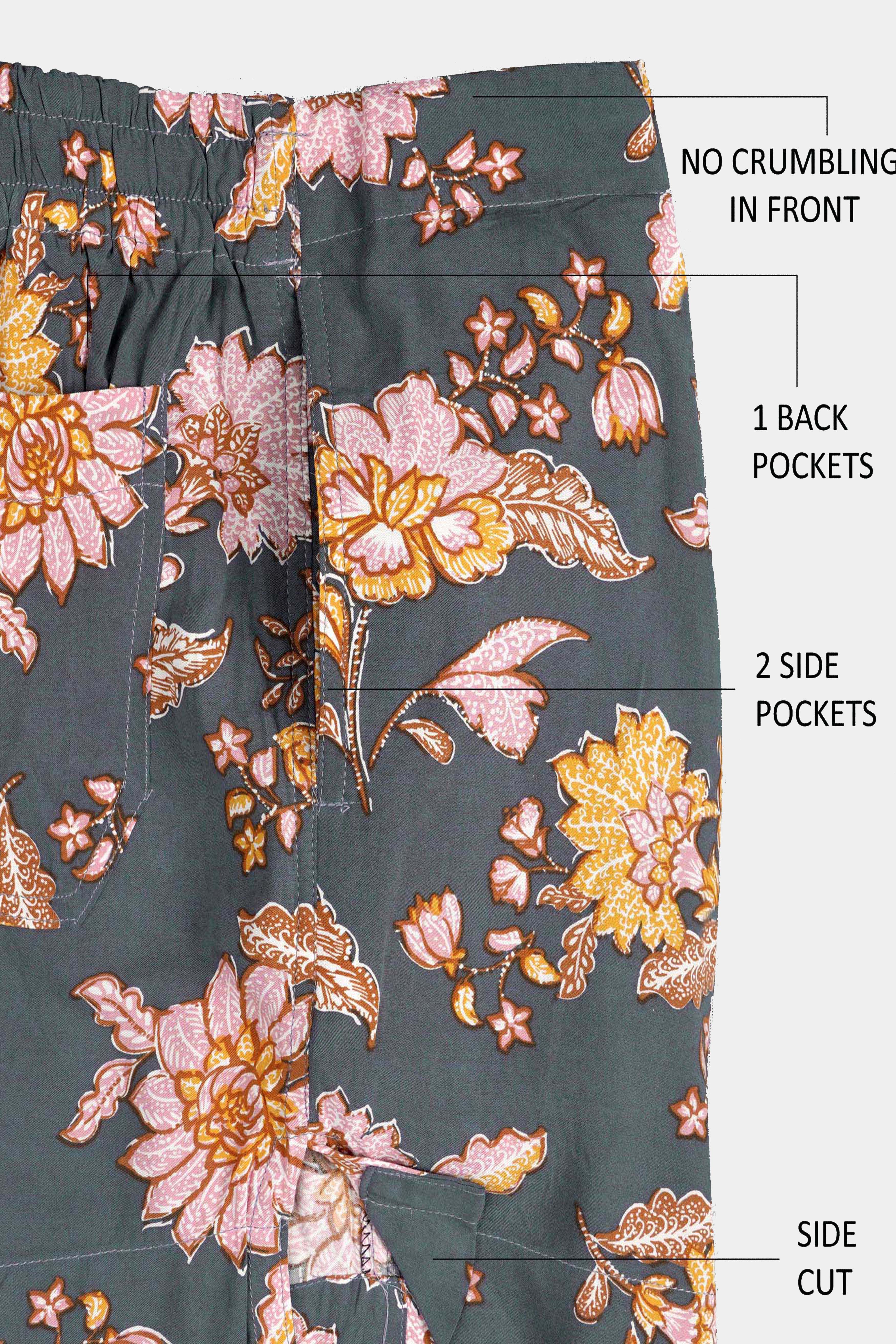 Atomic Gray Floral Printed Premium Tencel Boxer