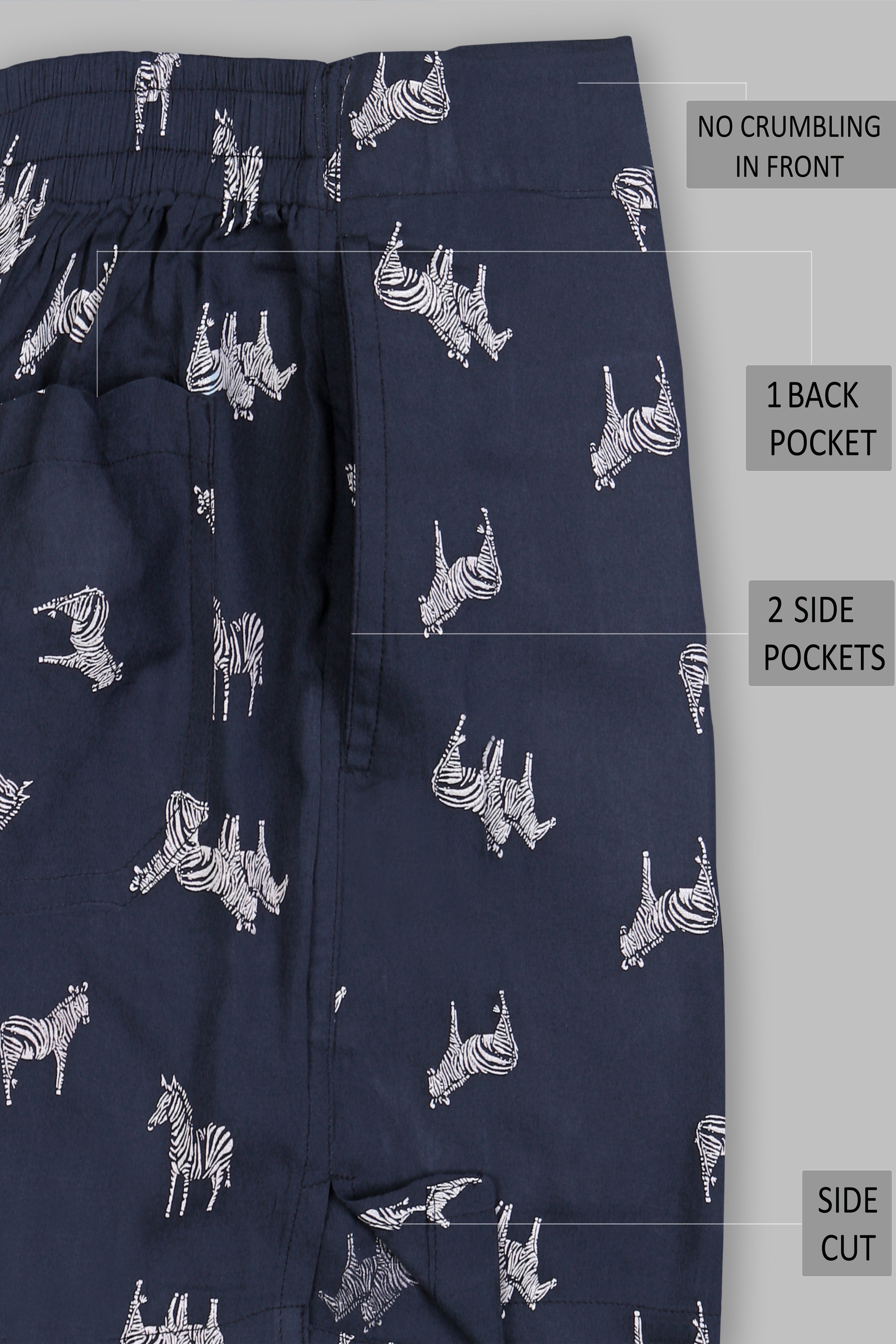 Navy Zebra Printed Premium Cotton Boxer