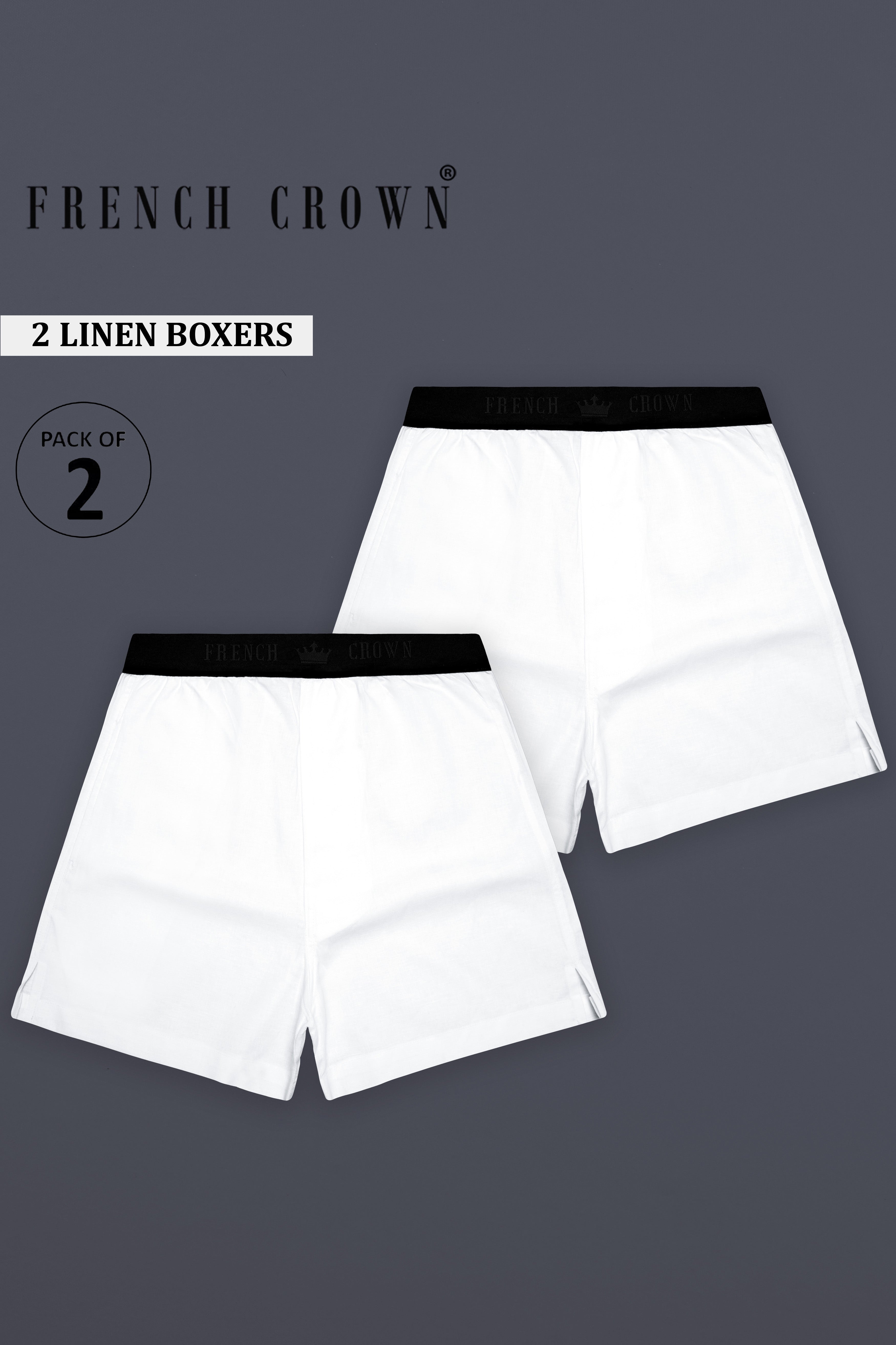 Twinlyn-Two Bright White Elastane Stretch Super Soft Luxurious Linen Boxers