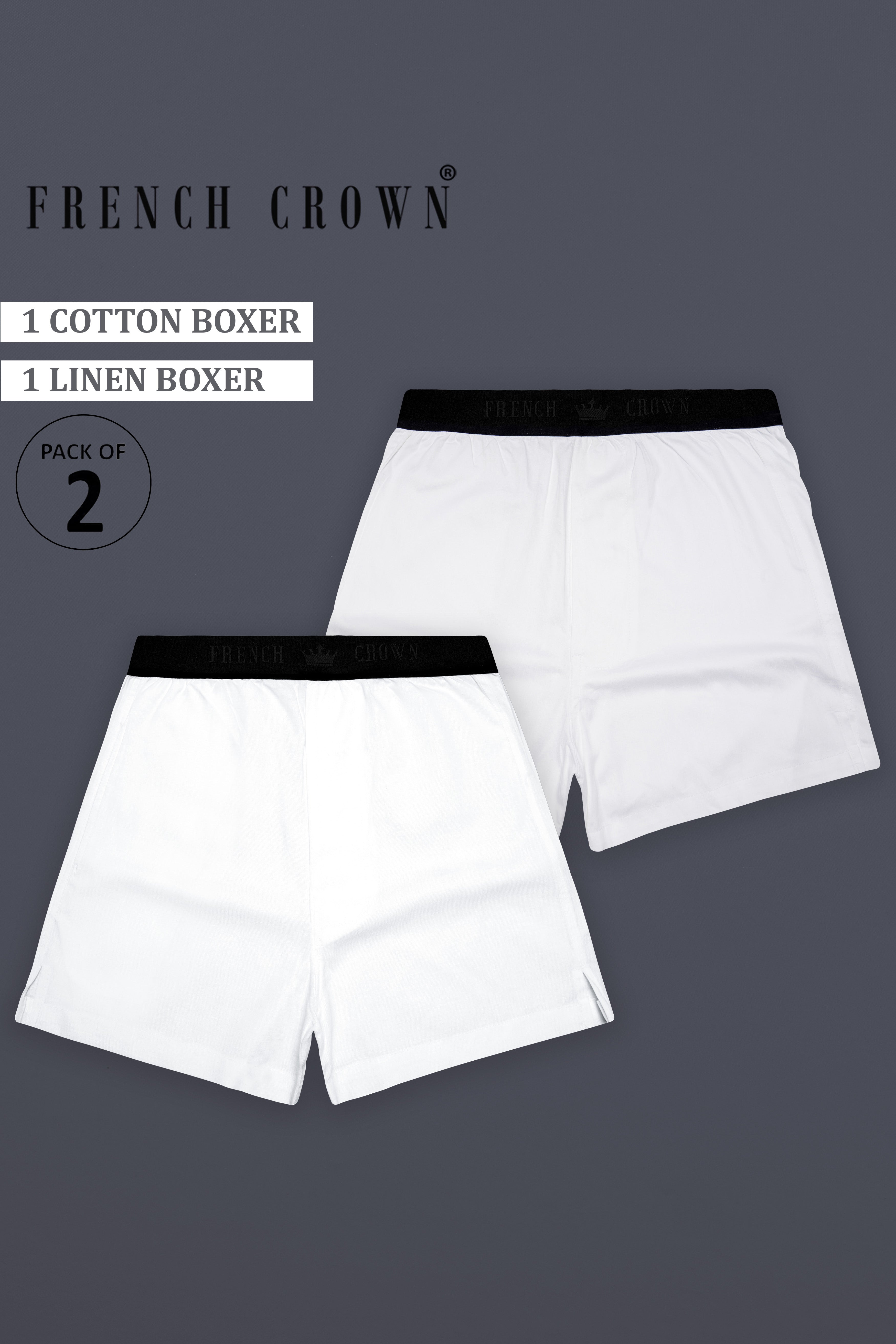 Whislyn-Bright White Luxurious Linen And Bright White Premium Cotton Elastane Stretch Super Soft Boxers