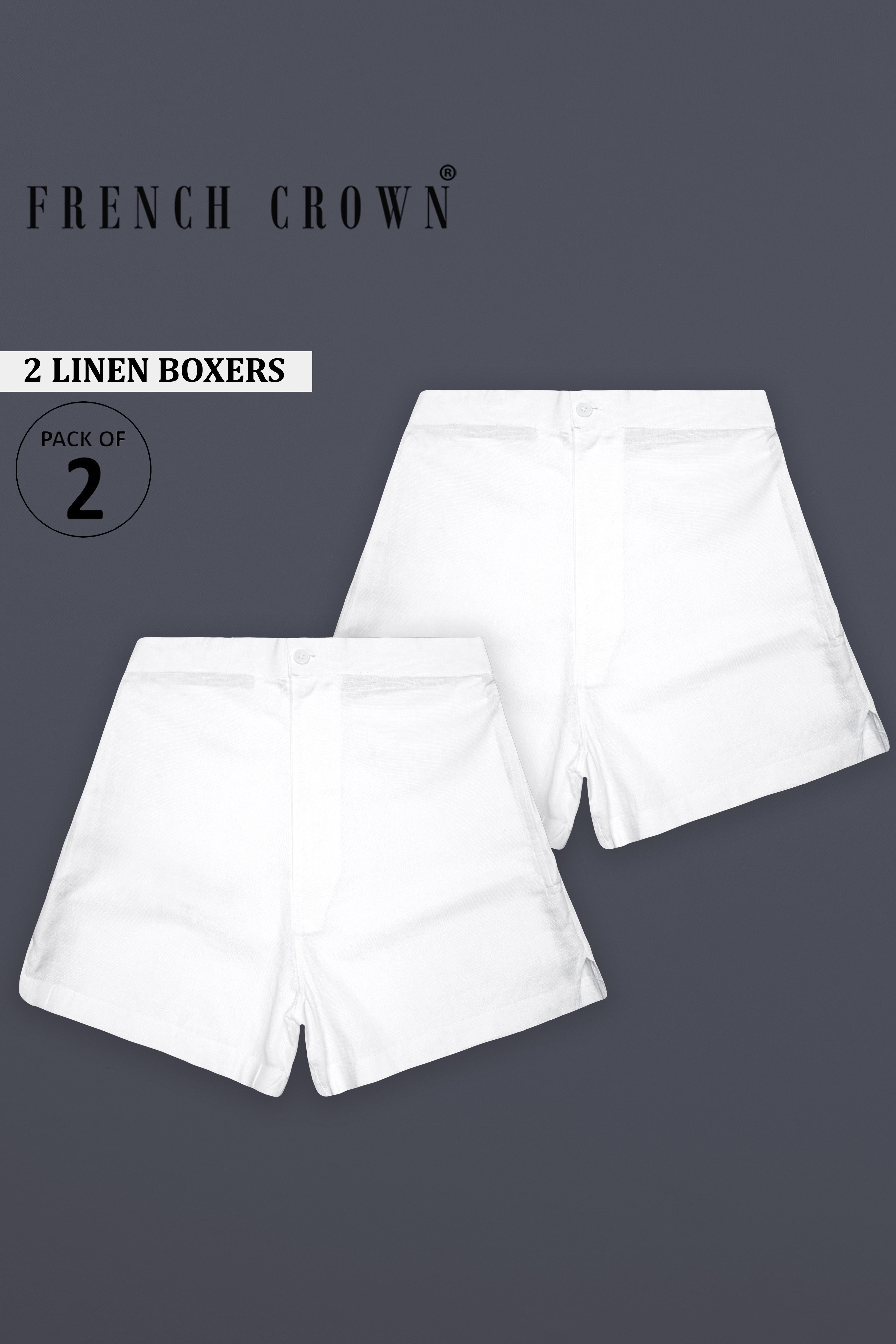 Duolinn-Two Bright White Super Soft Luxurious Linen Boxers