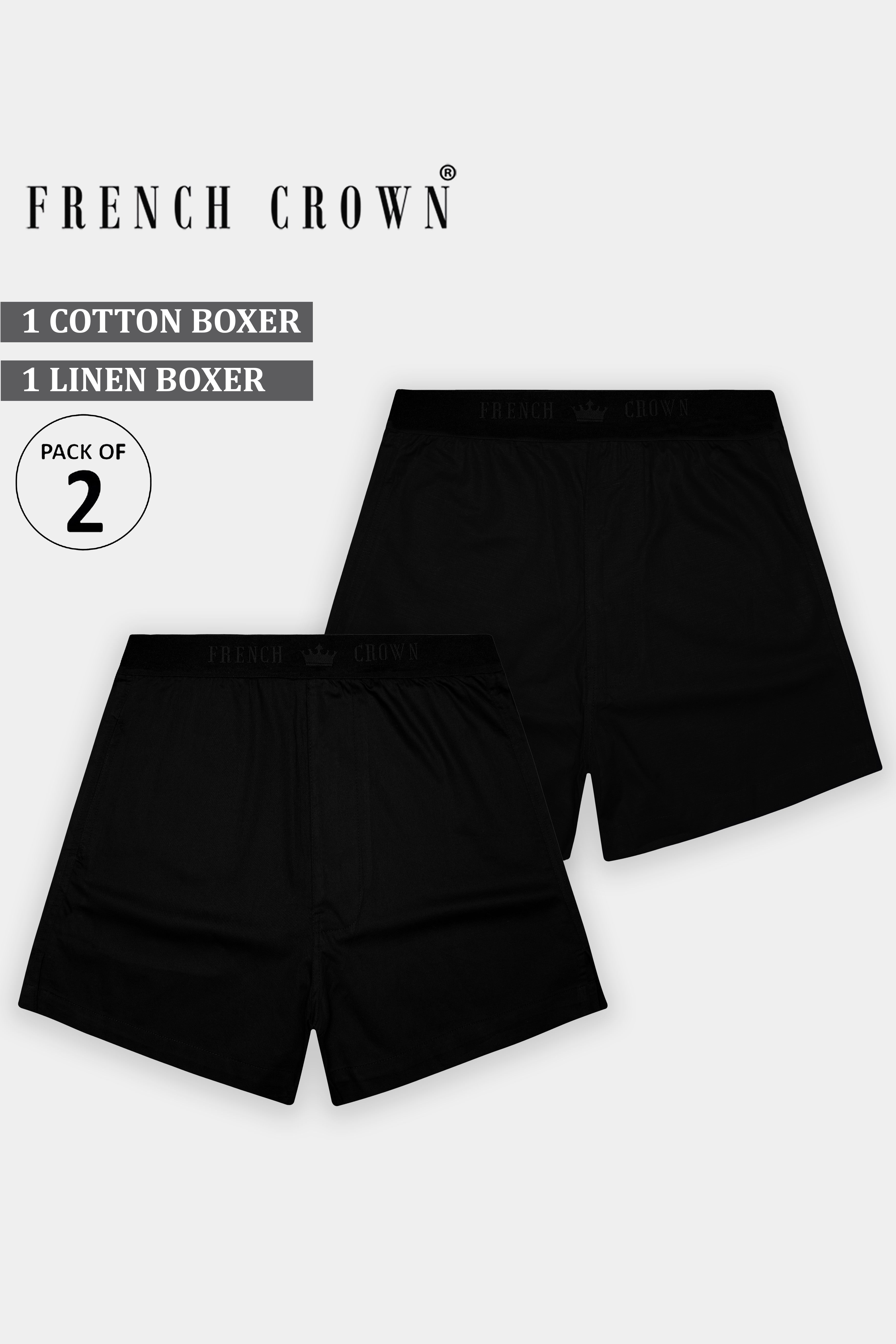 Jaduxe-Jade Black Premium Cotton And Jade Black Luxurious Linen Elastane Stretch Super Soft Boxers