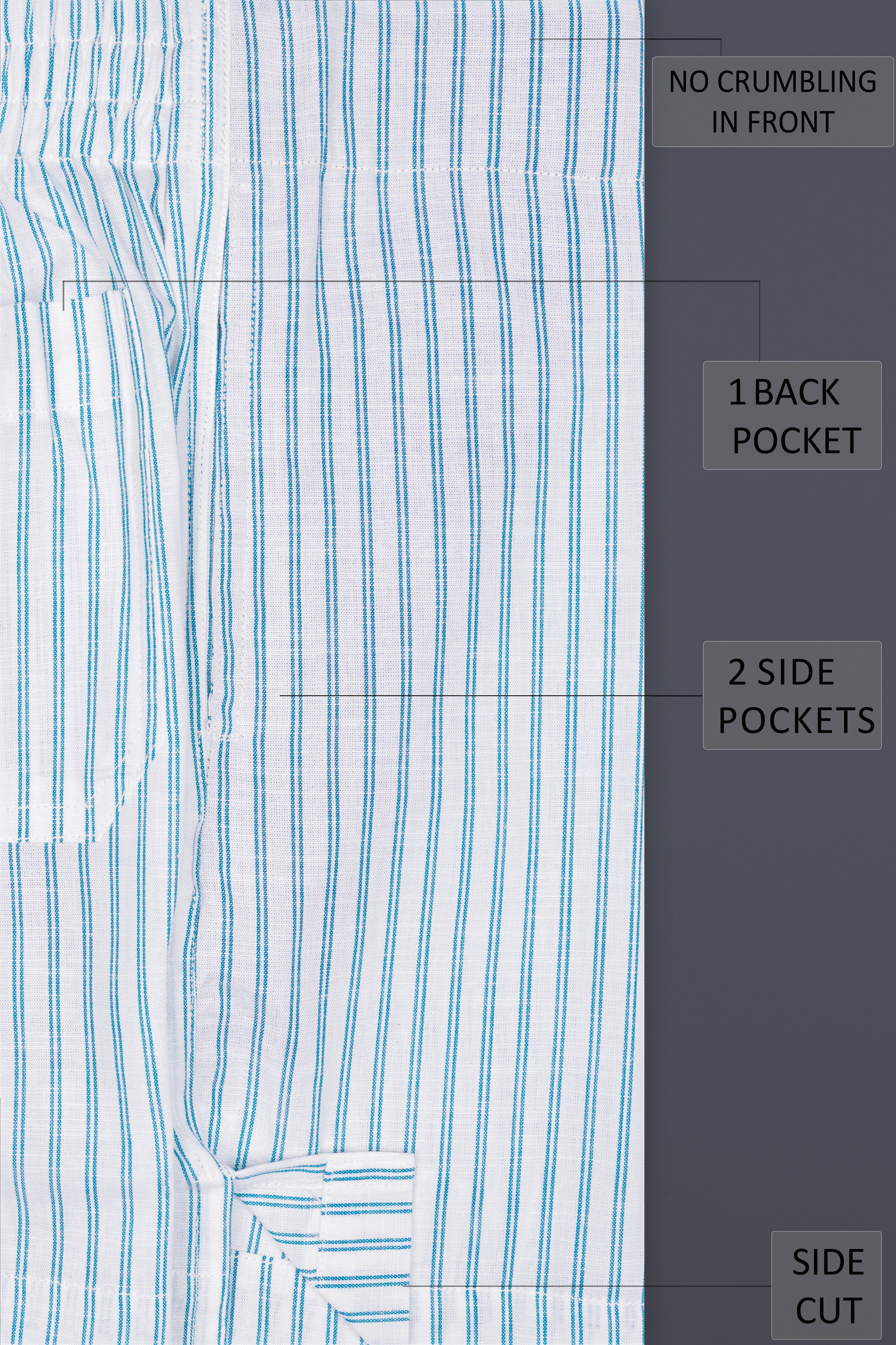 Freslyn-Fountain Blue And Bright White Striped Luxurious Linen Boxer