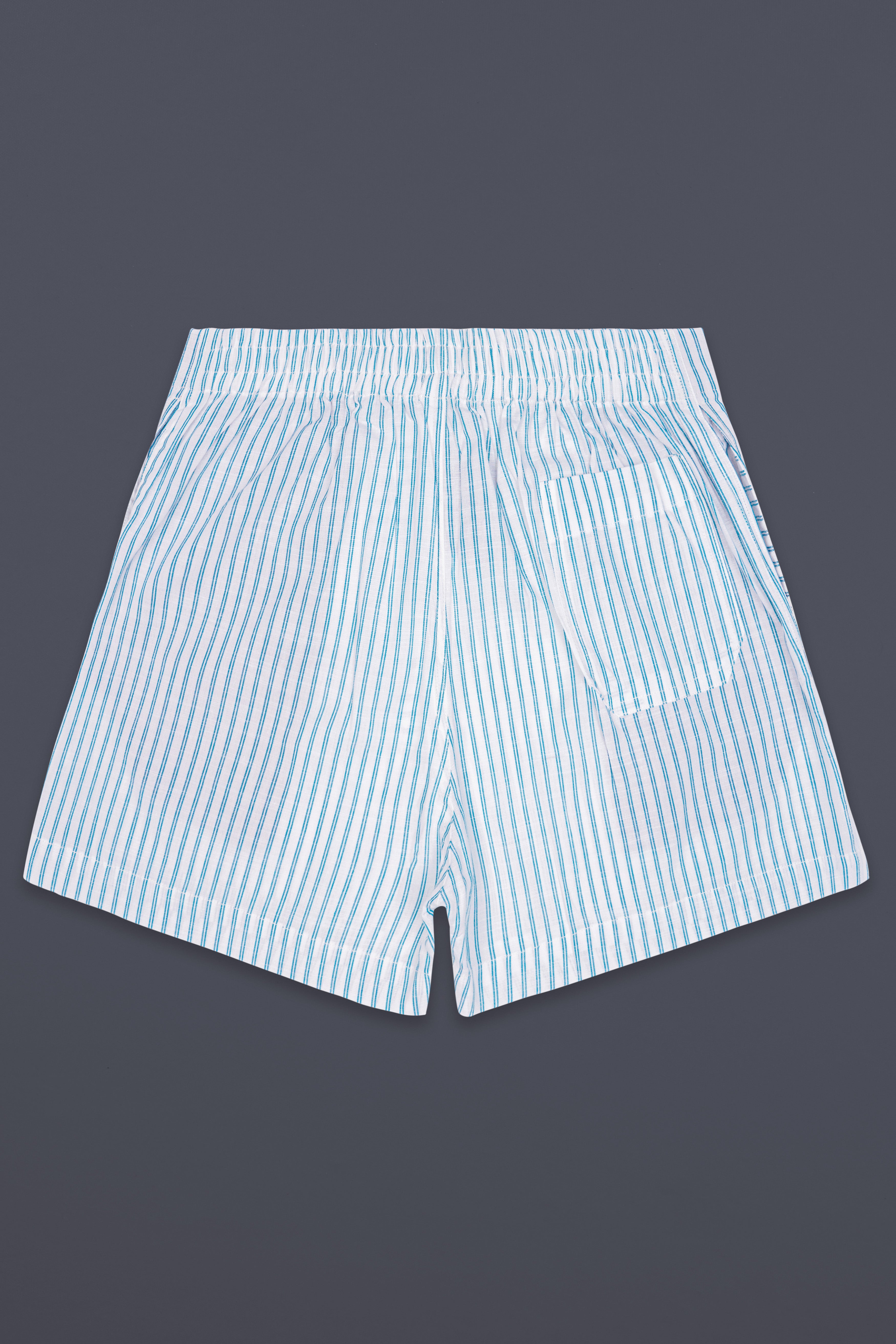 Freslyn-Fountain Blue And Bright White Striped Luxurious Linen Boxer