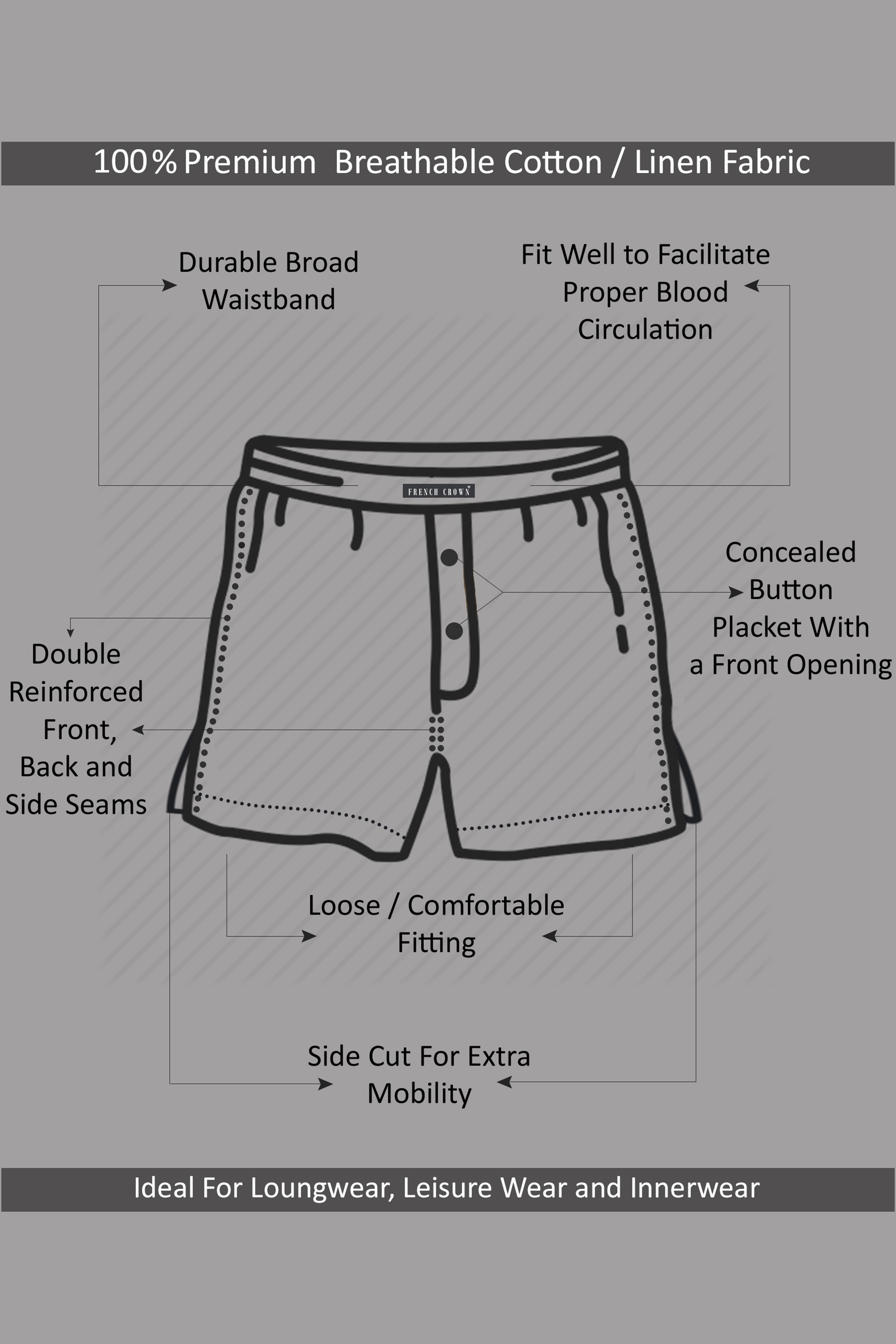 Bizzard Blue With Nile Blue Checkered Premium Cotton Boxer