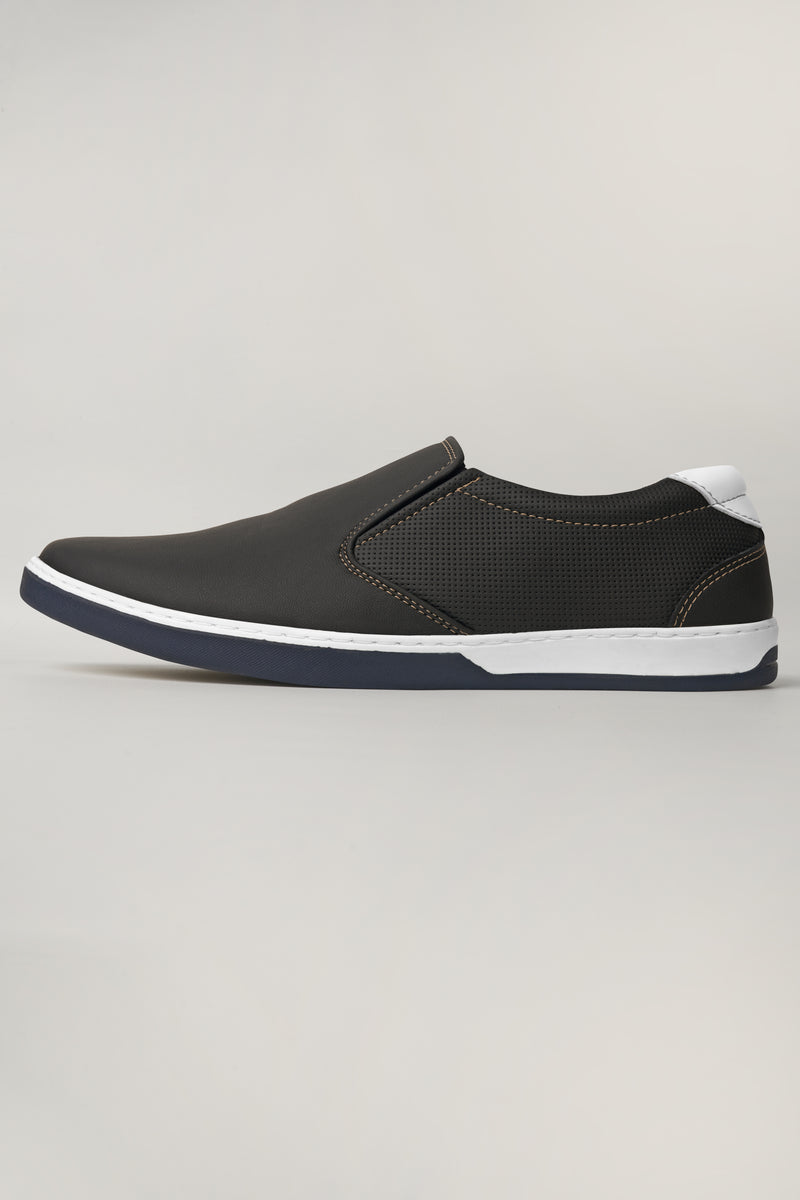 Dark Gray Vegan Leather Smart Casual Shoes