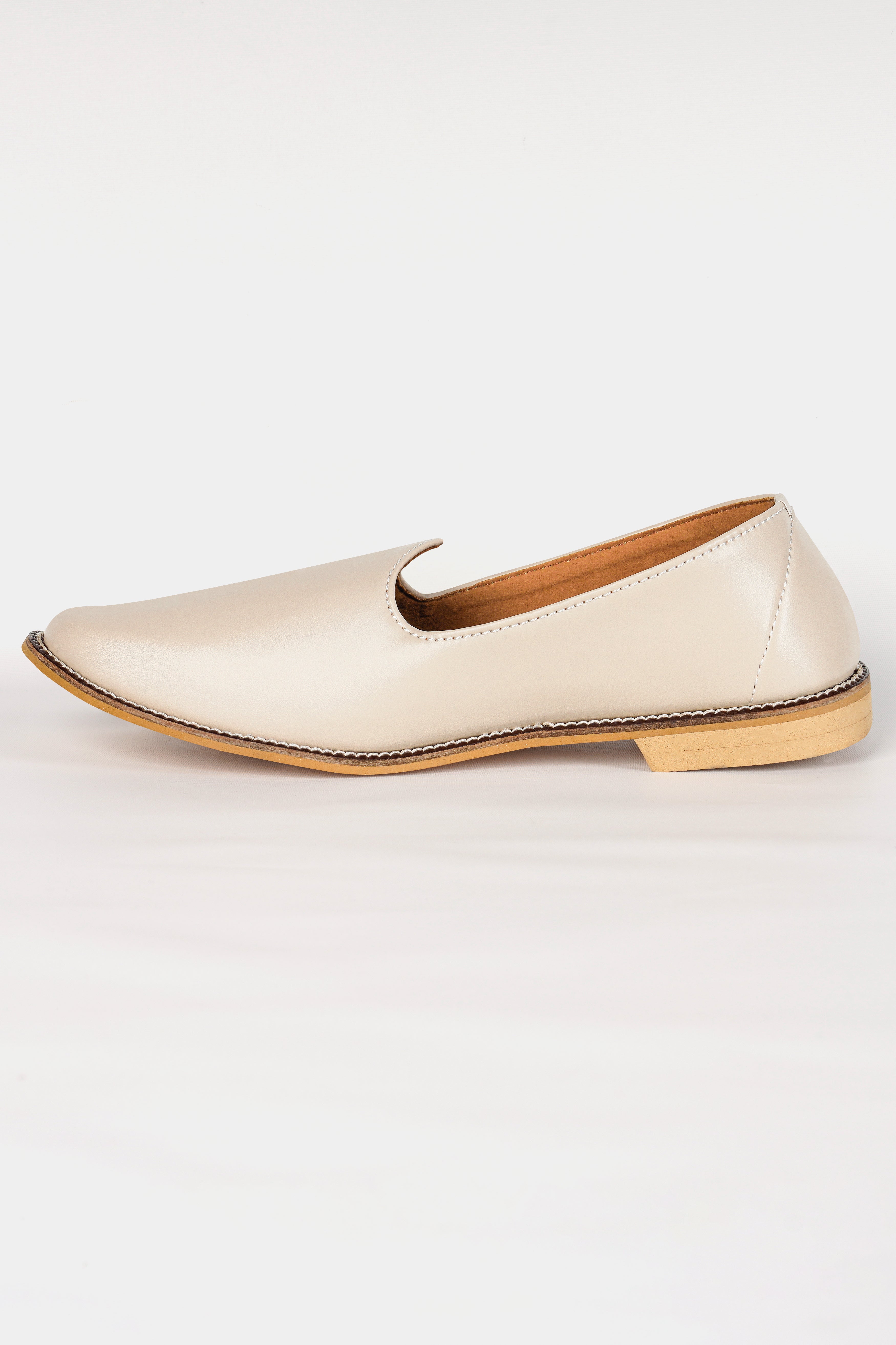 Cream Vegan Leather Hand Stitched Jutis FT143-6, FT143-7, FT143-8, FT143-9, FT143-10, FT143-11