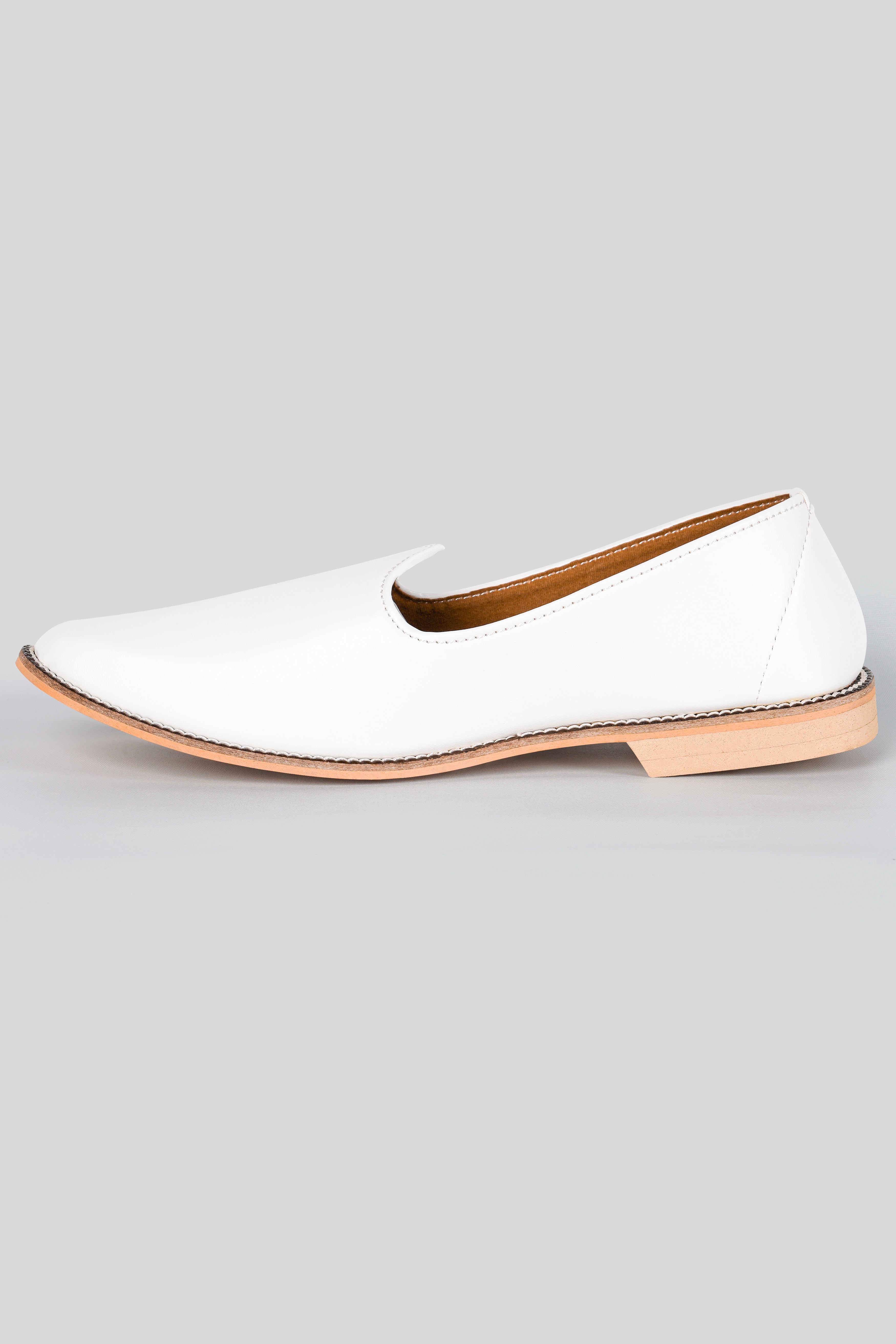 Bright White Vegan Leather Hand Stitched Jutis FT145-6, FT145-7, FT145-8, FT145-9, FT145-10, FT145-11