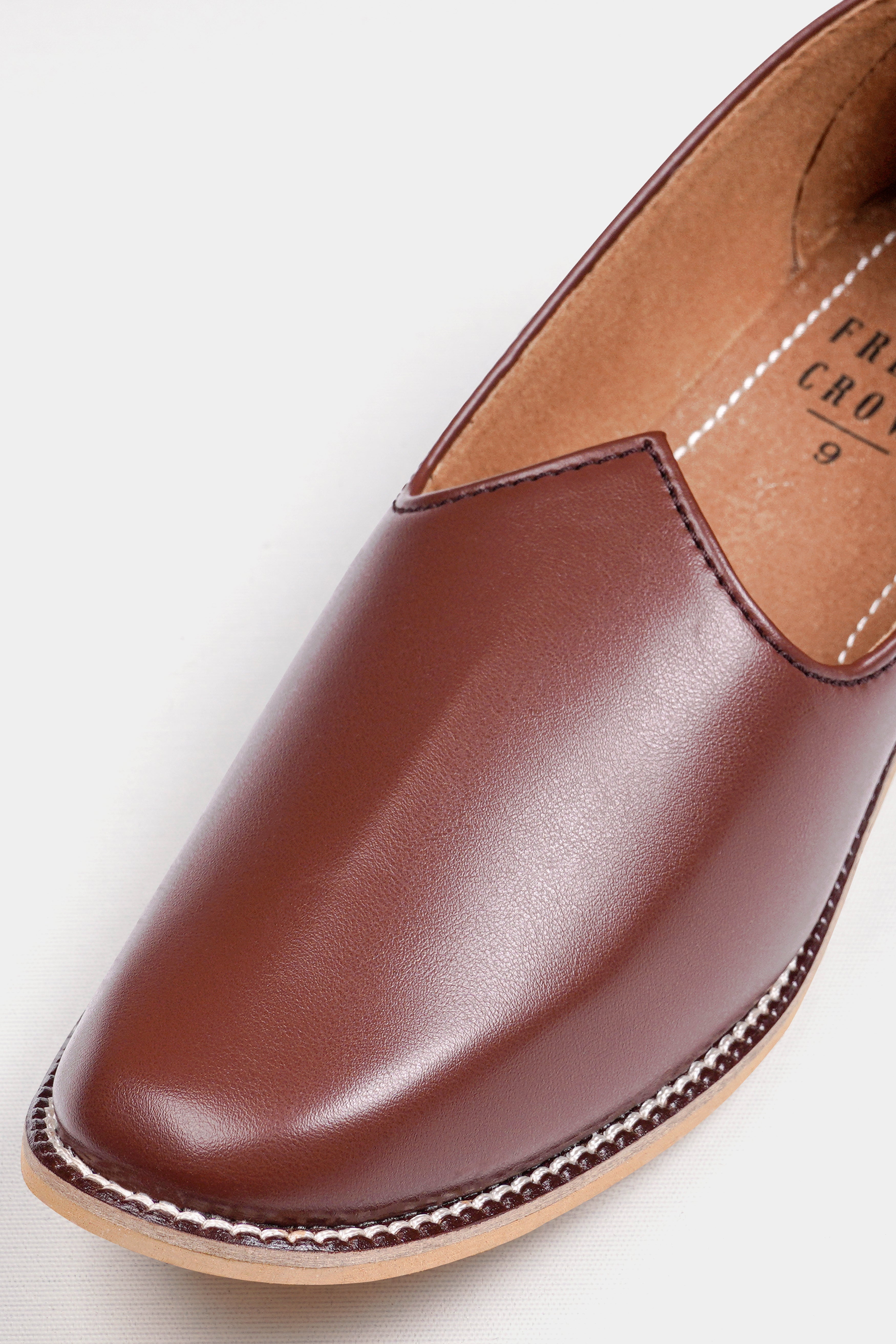 Brown Vegan Leather Hand Stitched Jutis FT151-6, FT151-7, FT151-8, FT151-9, FT151-10, FT151-11