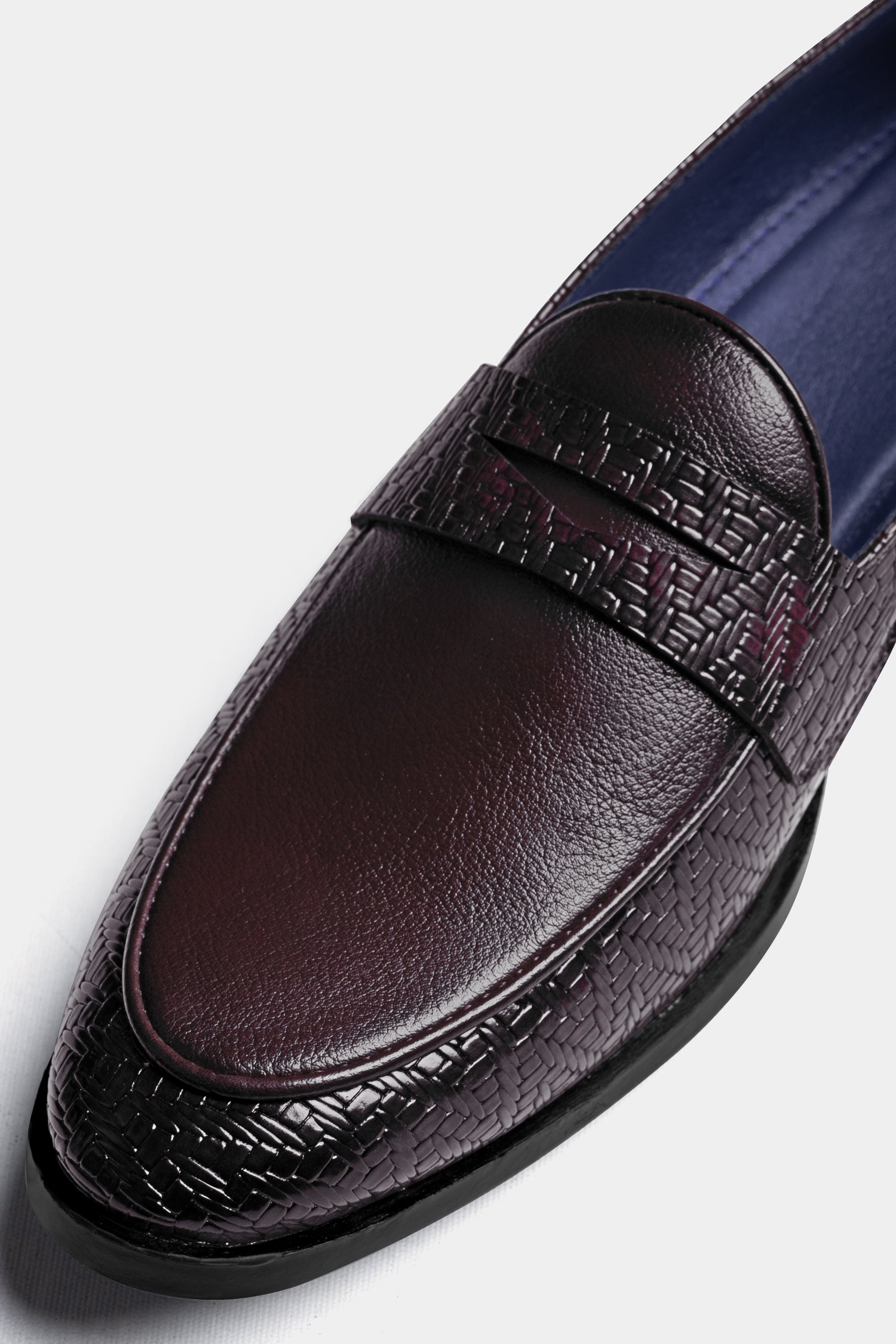 Brown Vegan Leather Textured Loafers