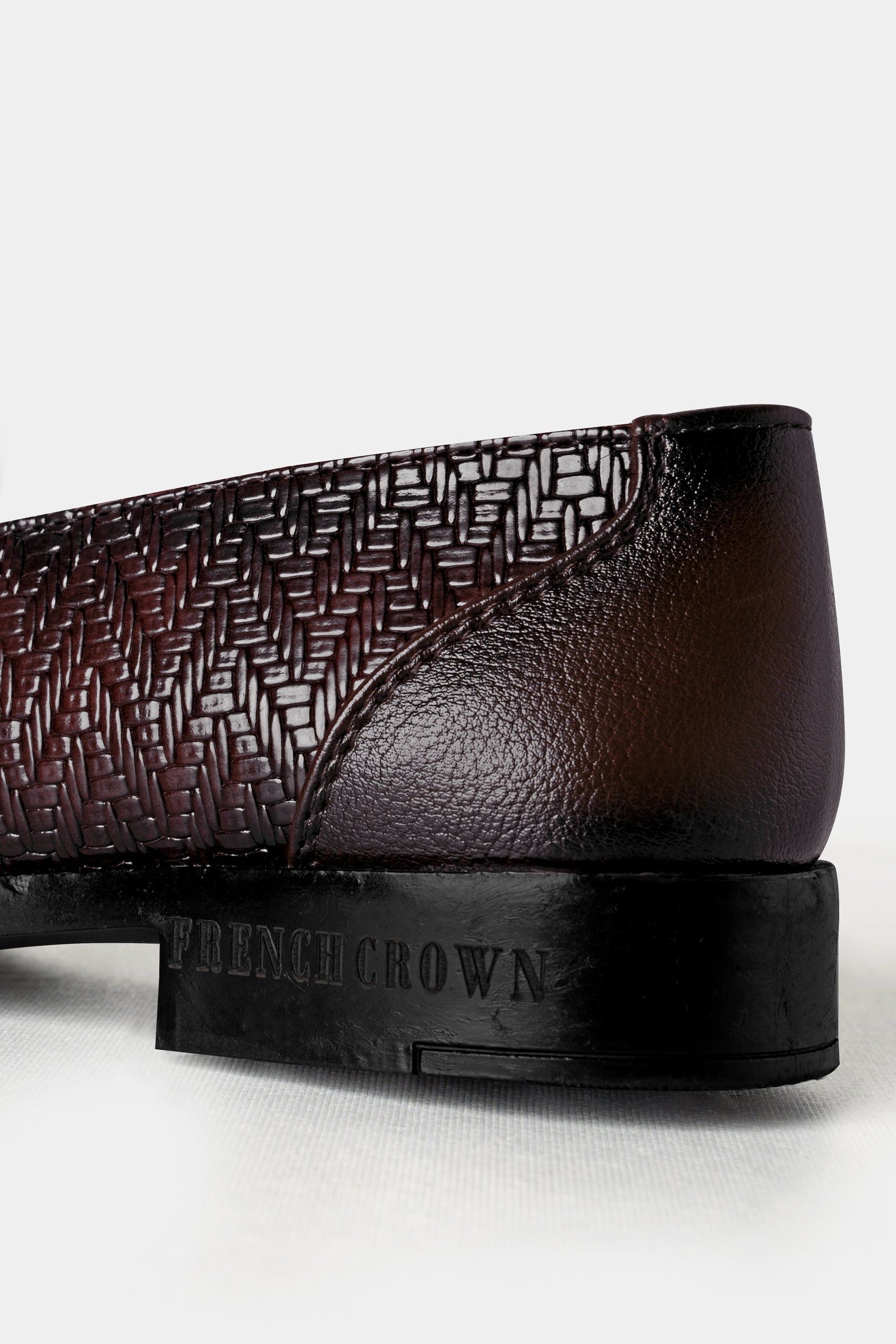 Brown Vegan Leather Textured Loafers